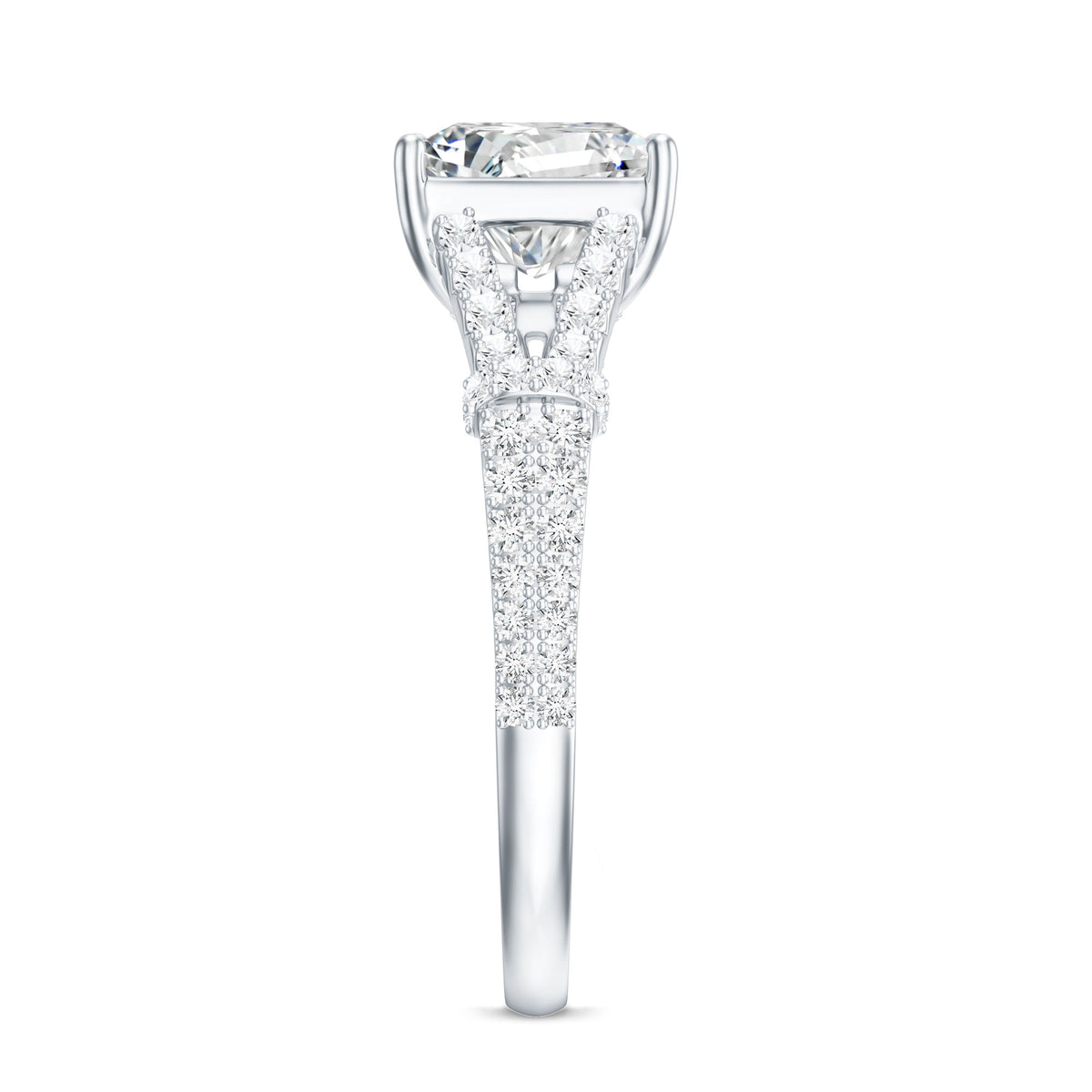Rosec Jewels-IGI Verified 4 Carat Lab Grown Diamond Princess Cut Engagement Ring with Split Shank