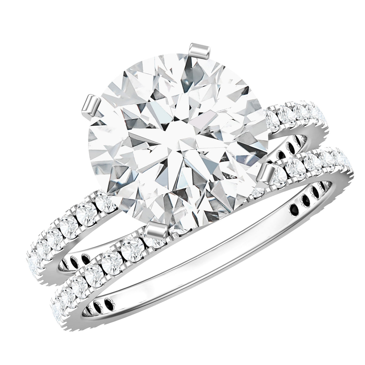 4 Carat Lab Grown Diamond Bridal Ring Set with IGI Certificate Lab - ( E-VS1 ) - Rosec Jewels
