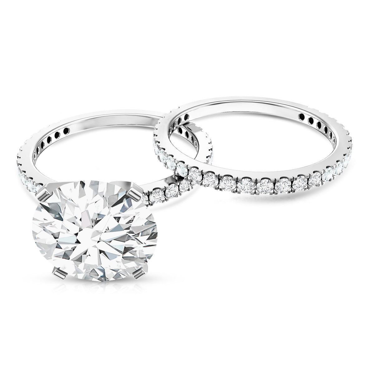 4 Carat Lab Grown Diamond Bridal Ring Set with IGI Certificate Lab - ( E-VS1 ) - Rosec Jewels