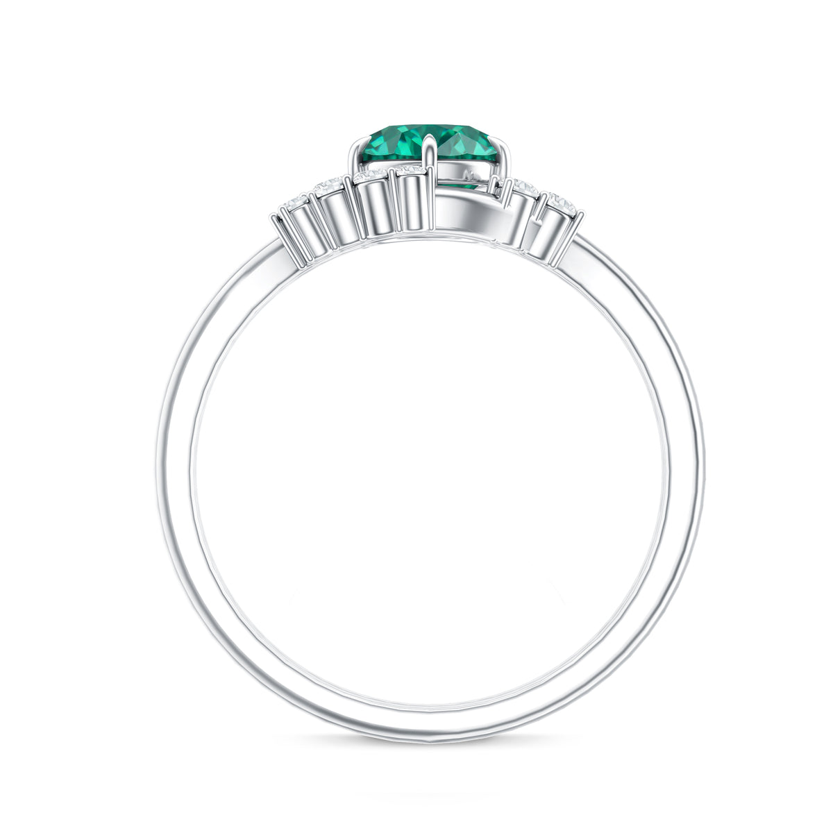 0.8 Carat Lab Grown Emerald and Diamond Wedding Ring Set for Women AAAA - Rosec Jewels