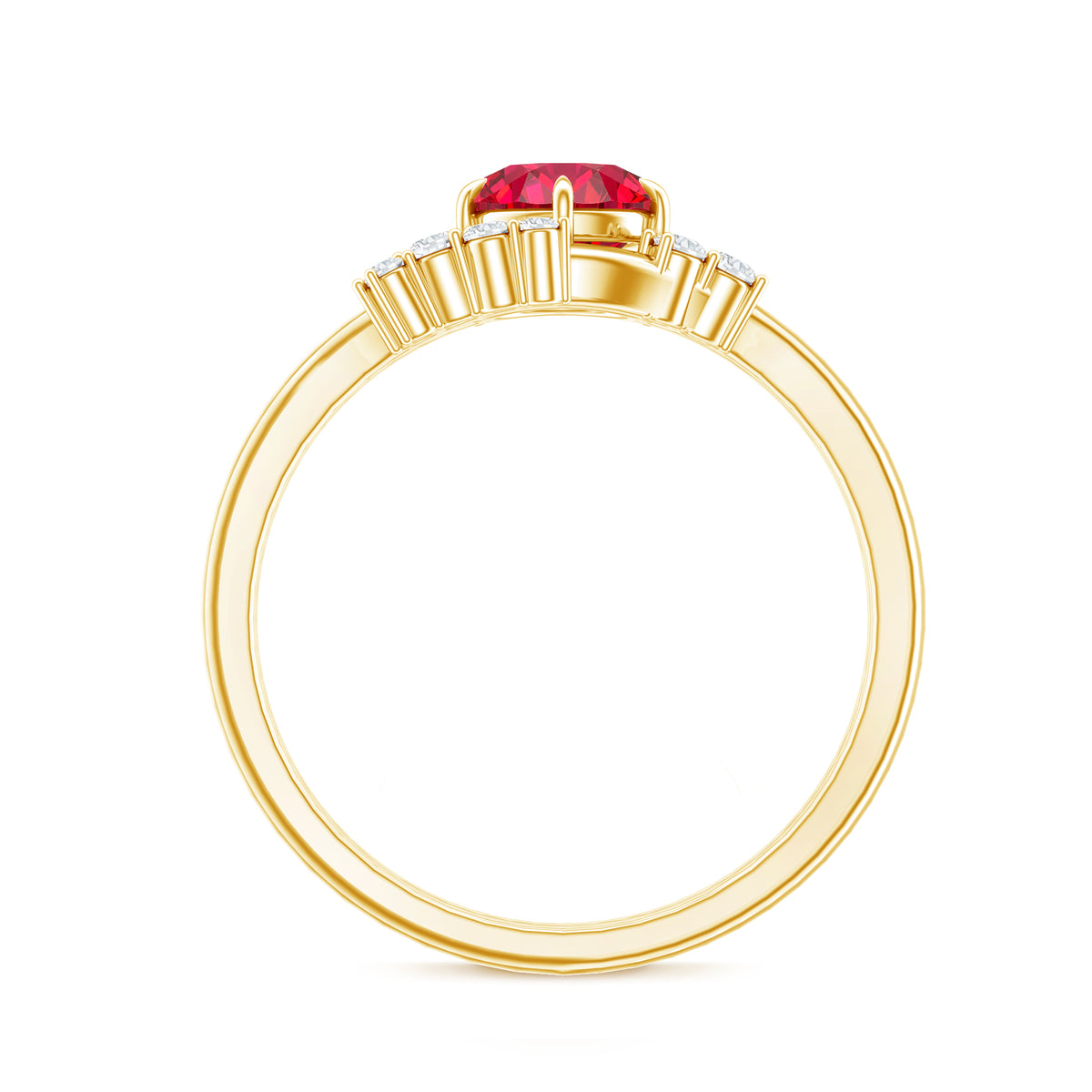 1.3 Carat Lab Grown Ruby and Diamond Engagement Wedding Ring Set of 2 AAAA - Rosec Jewels