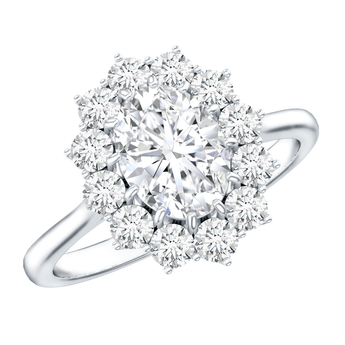 Certified Lab Grown 1 Carat Diamond Oval Halo Engagement Ring Lab - ( EF-VS ) - Rosec Jewels