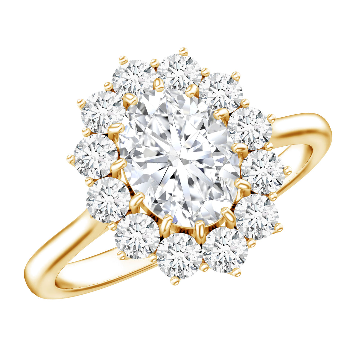 Certified Lab Grown 1 Carat Diamond Oval Halo Engagement Ring Lab - ( EF-VS ) - Rosec Jewels
