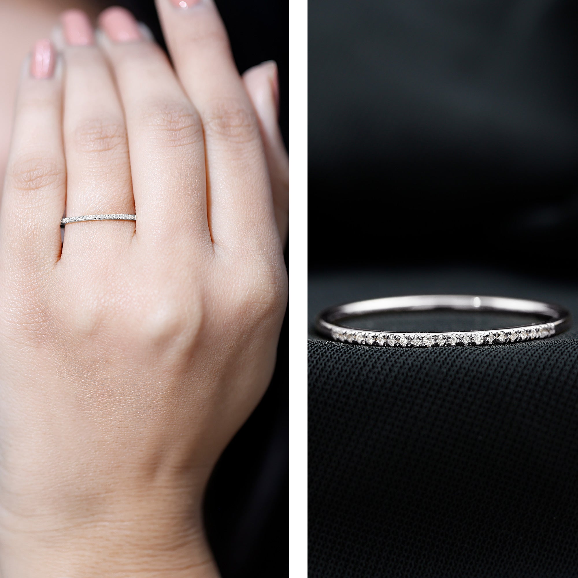 Certified Natural Diamond Stackable Wedding Ring Natural - ( HI-SI ) - Rosec Jewels