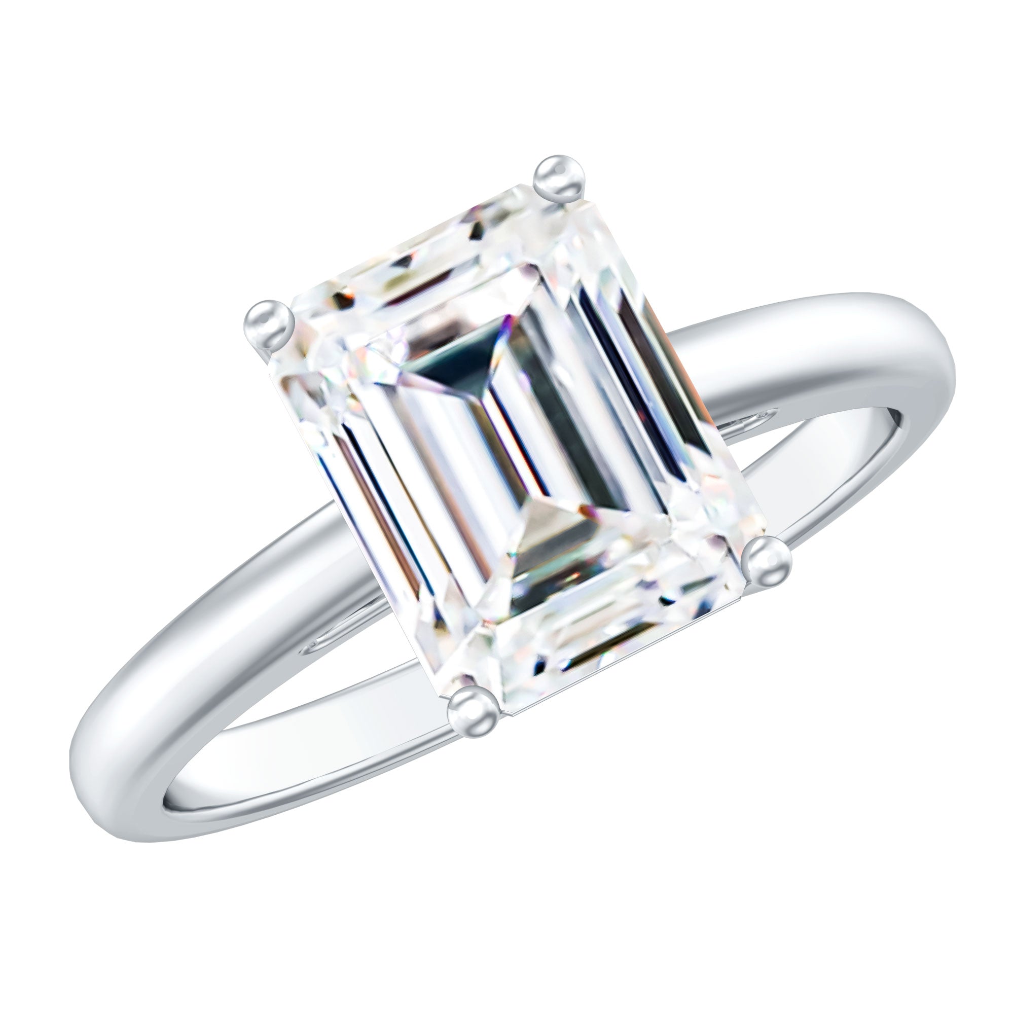 Solitaire 7X9MM Emerald Cut Moissanite Engagement Ring For Her