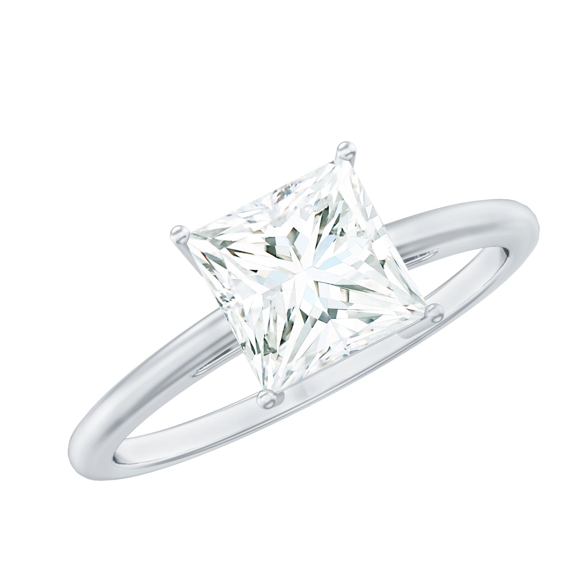 3 Carat Princess Cut Moissanite Solitaire Engagement Ring D-VS1 - Rosec Jewels