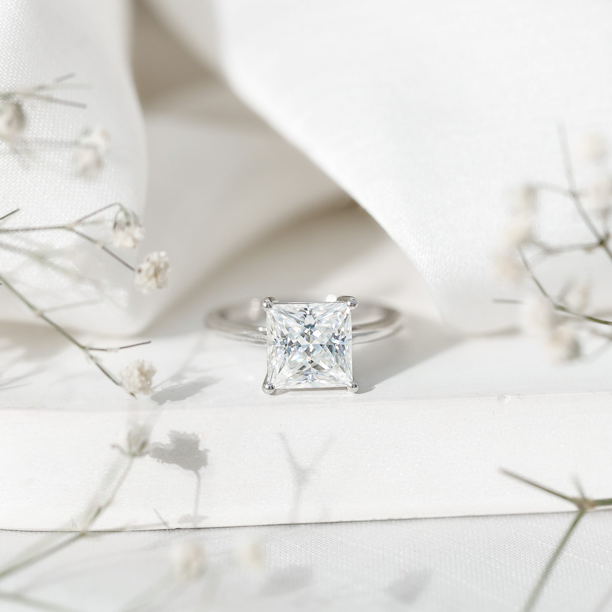 3 Carat Princess Cut Moissanite Solitaire Engagement Ring D-VS1 - Rosec Jewels
