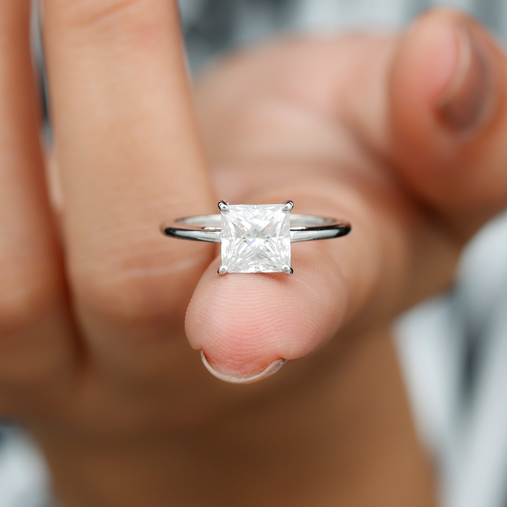 3 Carat Princess Cut Moissanite Solitaire Engagement Ring D-VS1 - Rosec Jewels