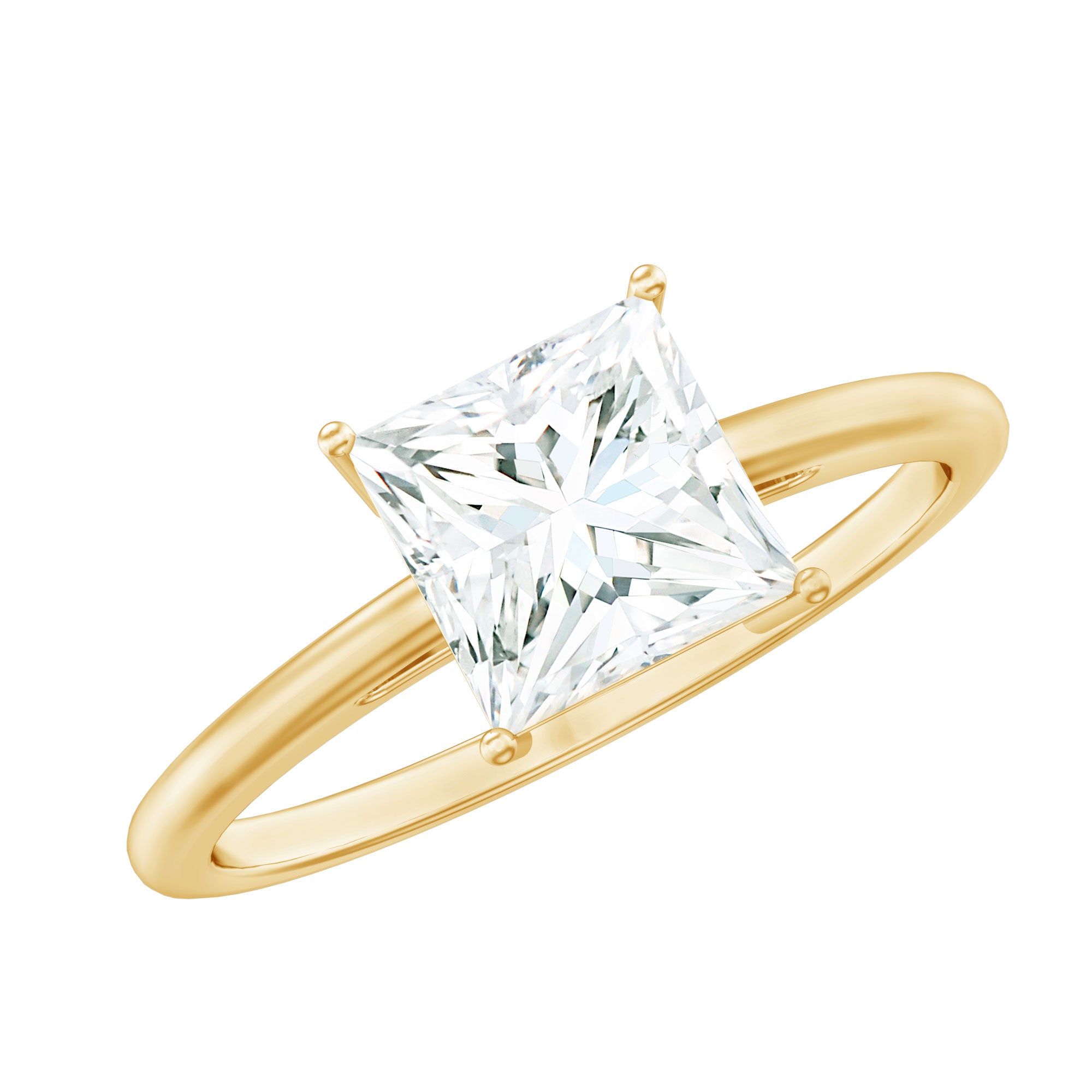 3 Carat Princess Cut Moissanite Solitaire Engagement Ring D-VS1 - Rosec Jewels