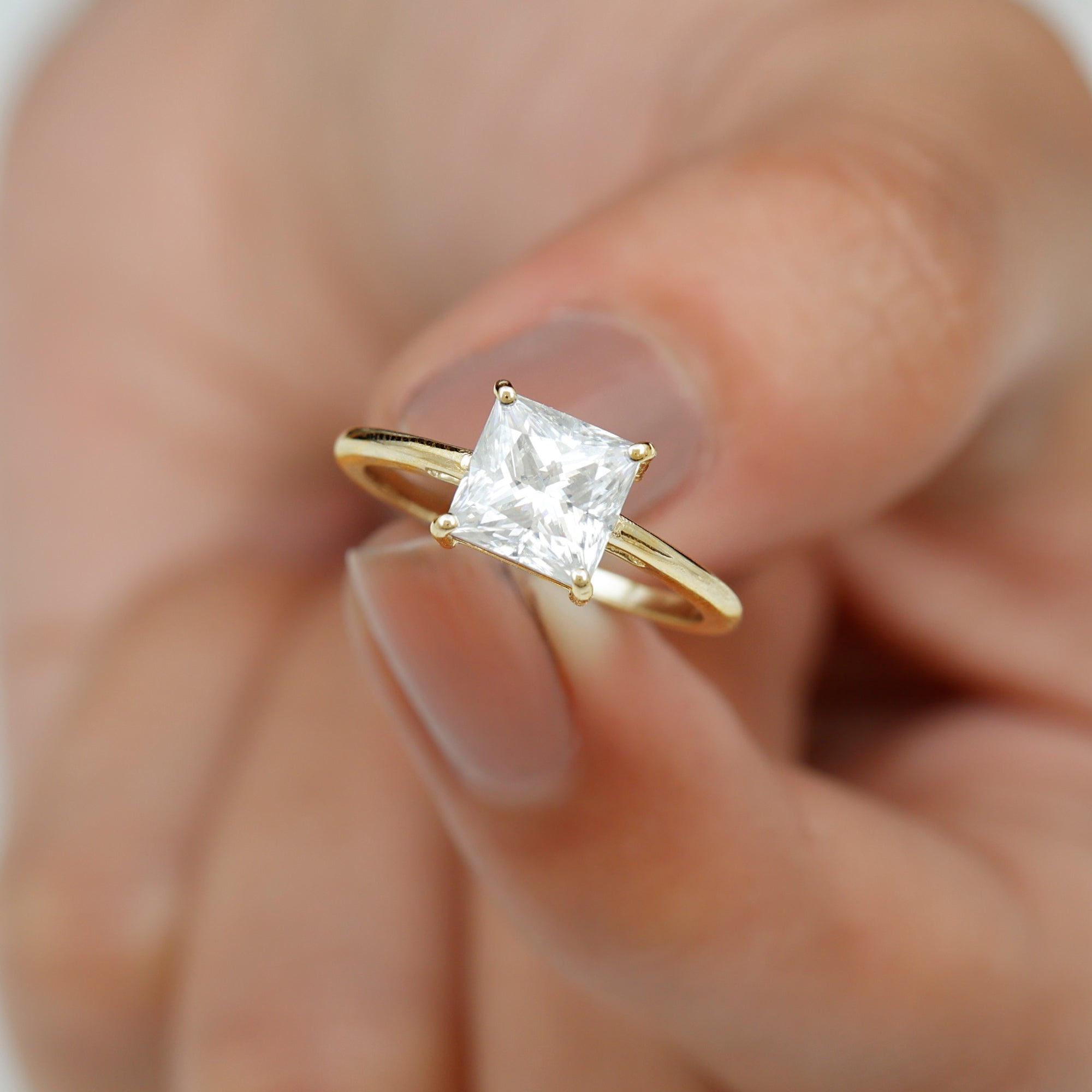 3 Carat Princess Cut Moissanite Solitaire Engagement Ring D-VS1 - Rosec Jewels