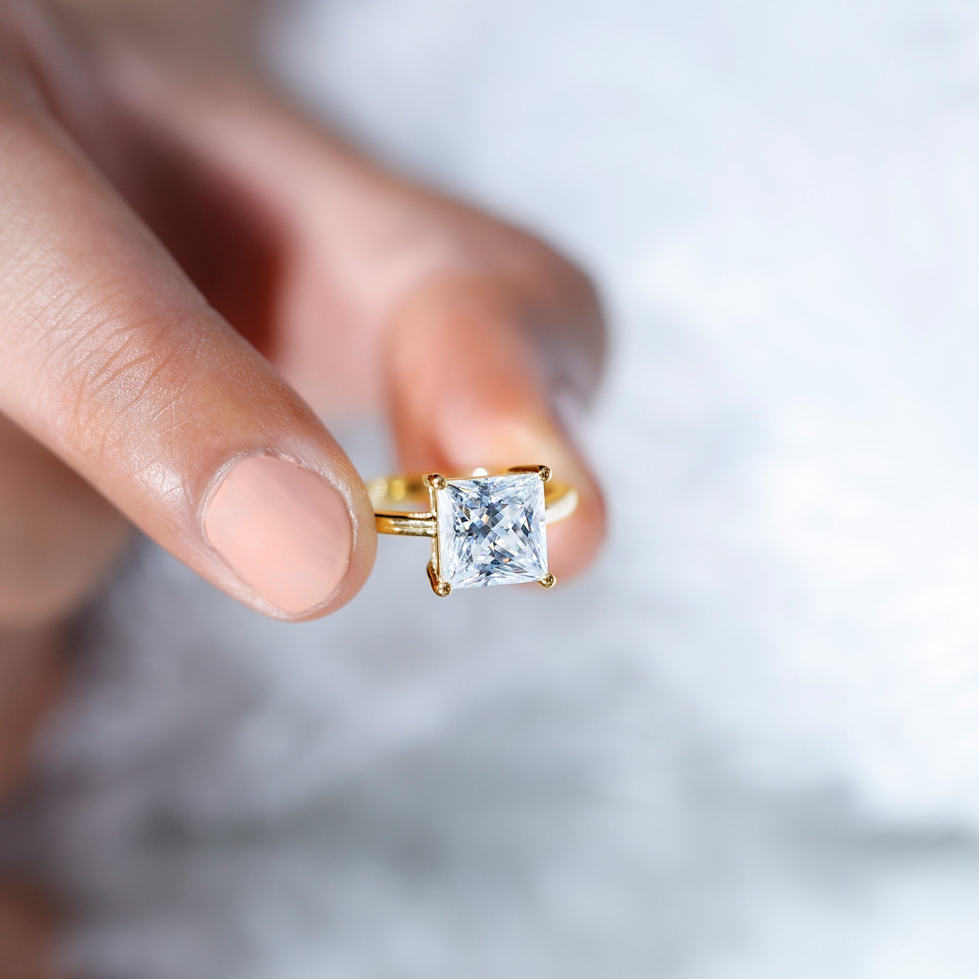3 Carat Princess Cut Moissanite Solitaire Engagement Ring D-VS1 - Rosec Jewels