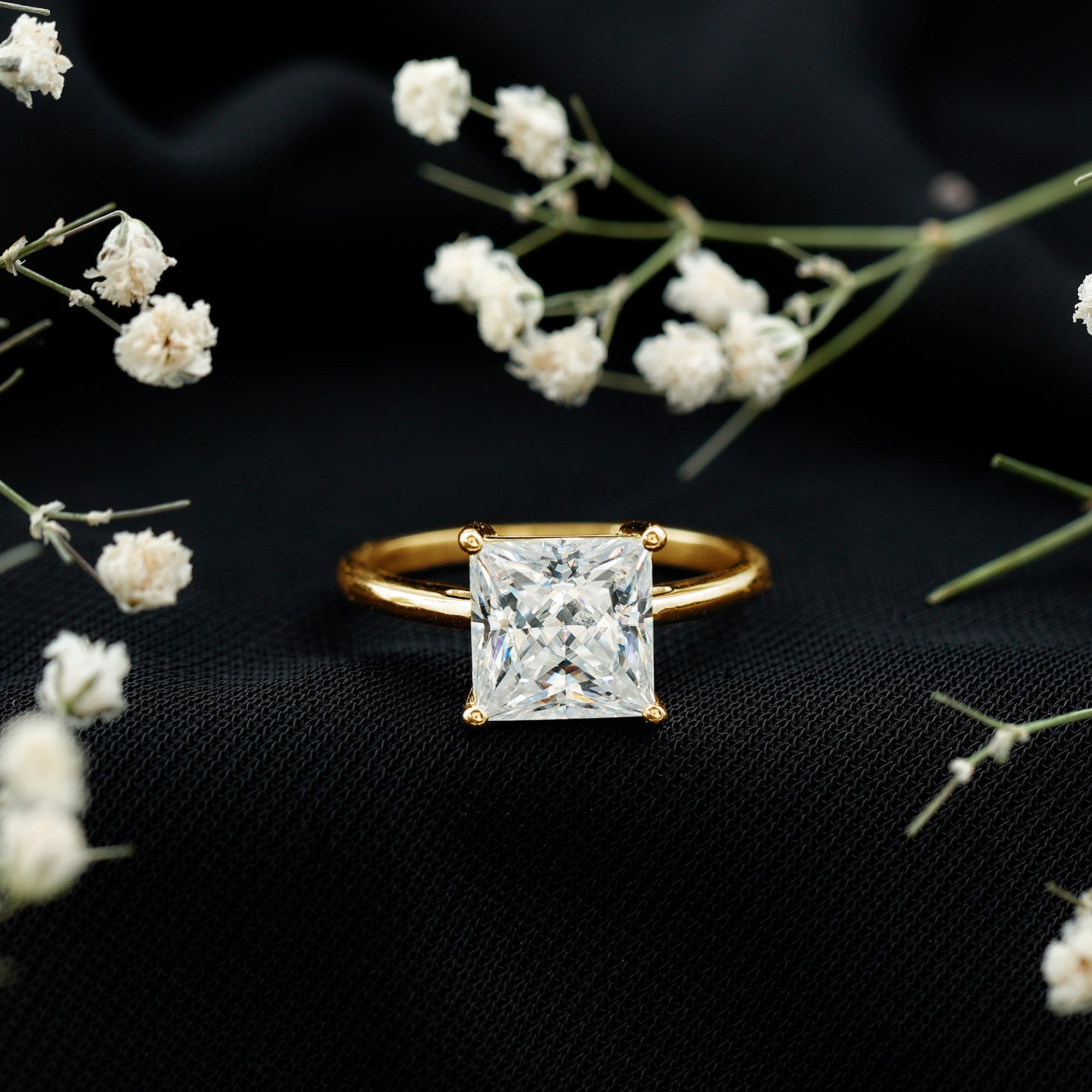 3 Carat Princess Cut Moissanite Solitaire Engagement Ring D-VS1 - Rosec Jewels