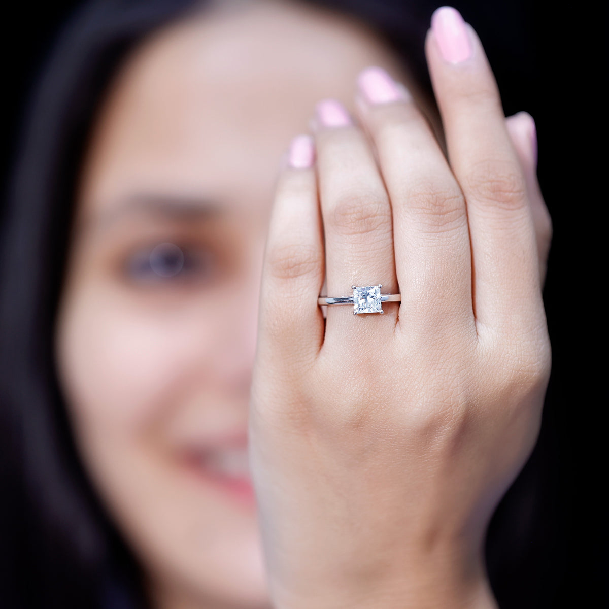 1 CT Princess Cut Moissanite Solitaire Ring for Women D-VS1 - Rosec Jewels