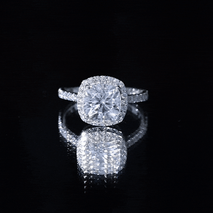 Rosec Jewels-Victorian Style 3 Carat Cushion Moissanite Halo Engagement Ring