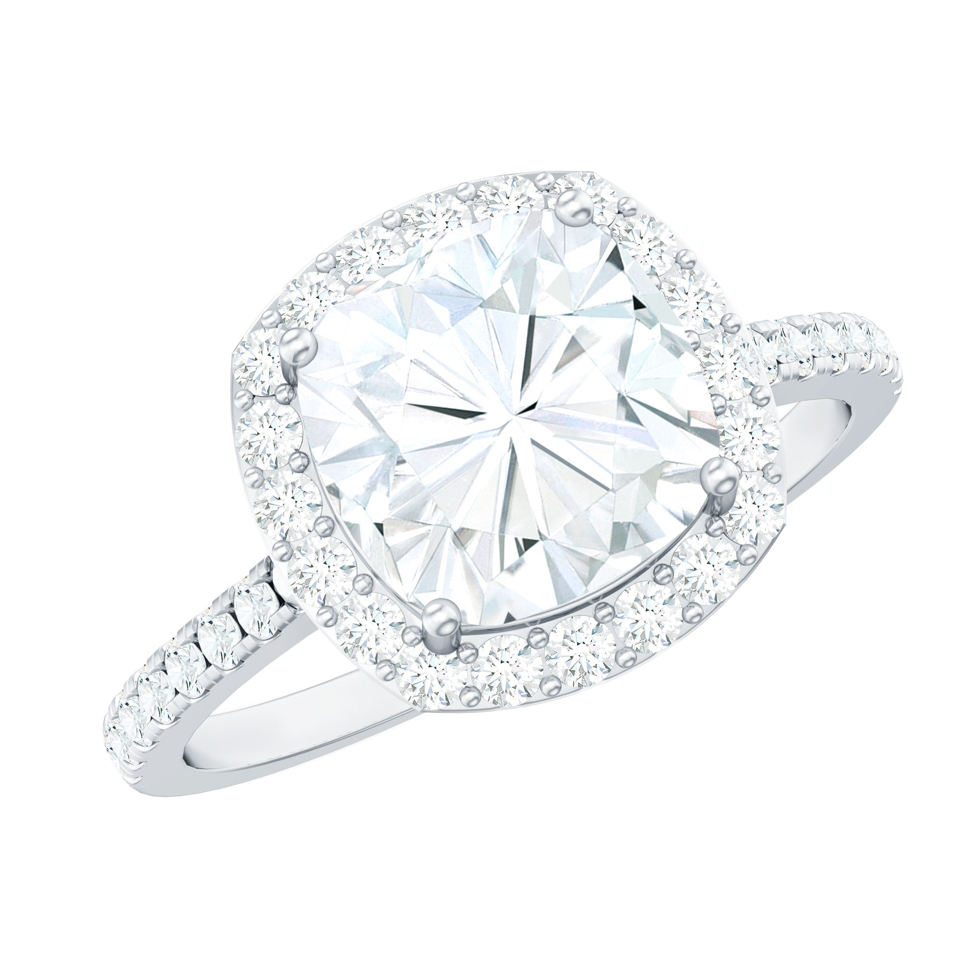 Victorian Style 8 MM Cushion Moissanite Halo Engagement Ring