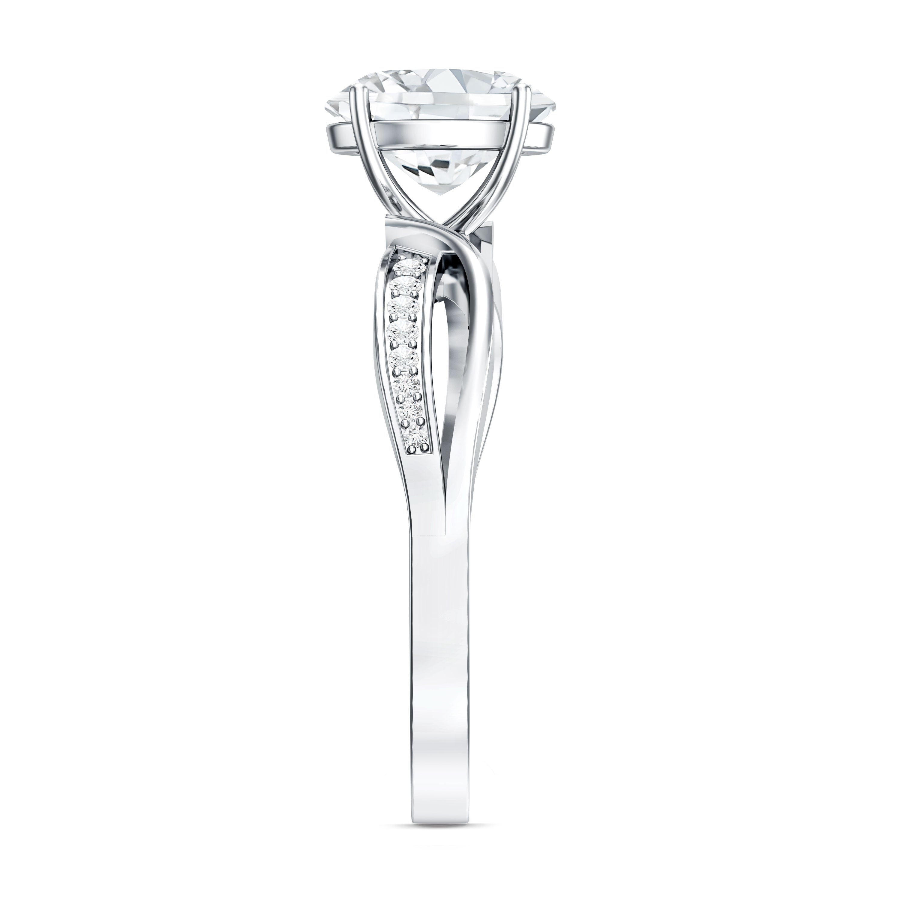 1 Carat Certified Moissanite Oval Engagement Ring with Infinity Band D-VS1 - Rosec Jewels