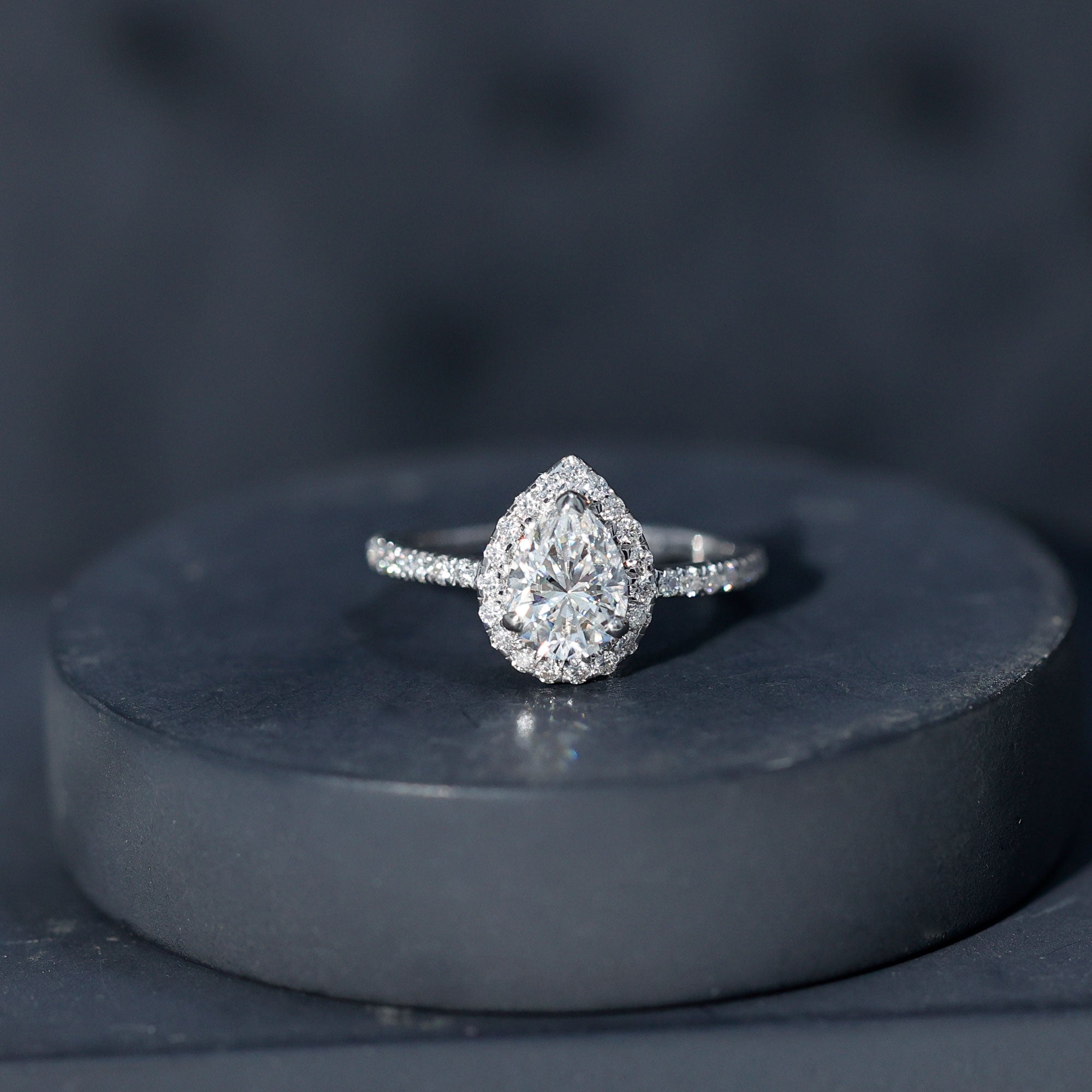 Rosec Jewels-Pear Shape Moissanite Halo Engagement Ring for Women
