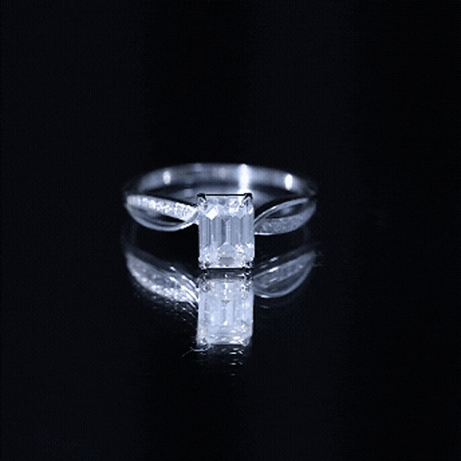 Certified 6X8 MM Emerald Cut Moissanite Infinity Engagement Ring D-VS1 - Rosec Jewels