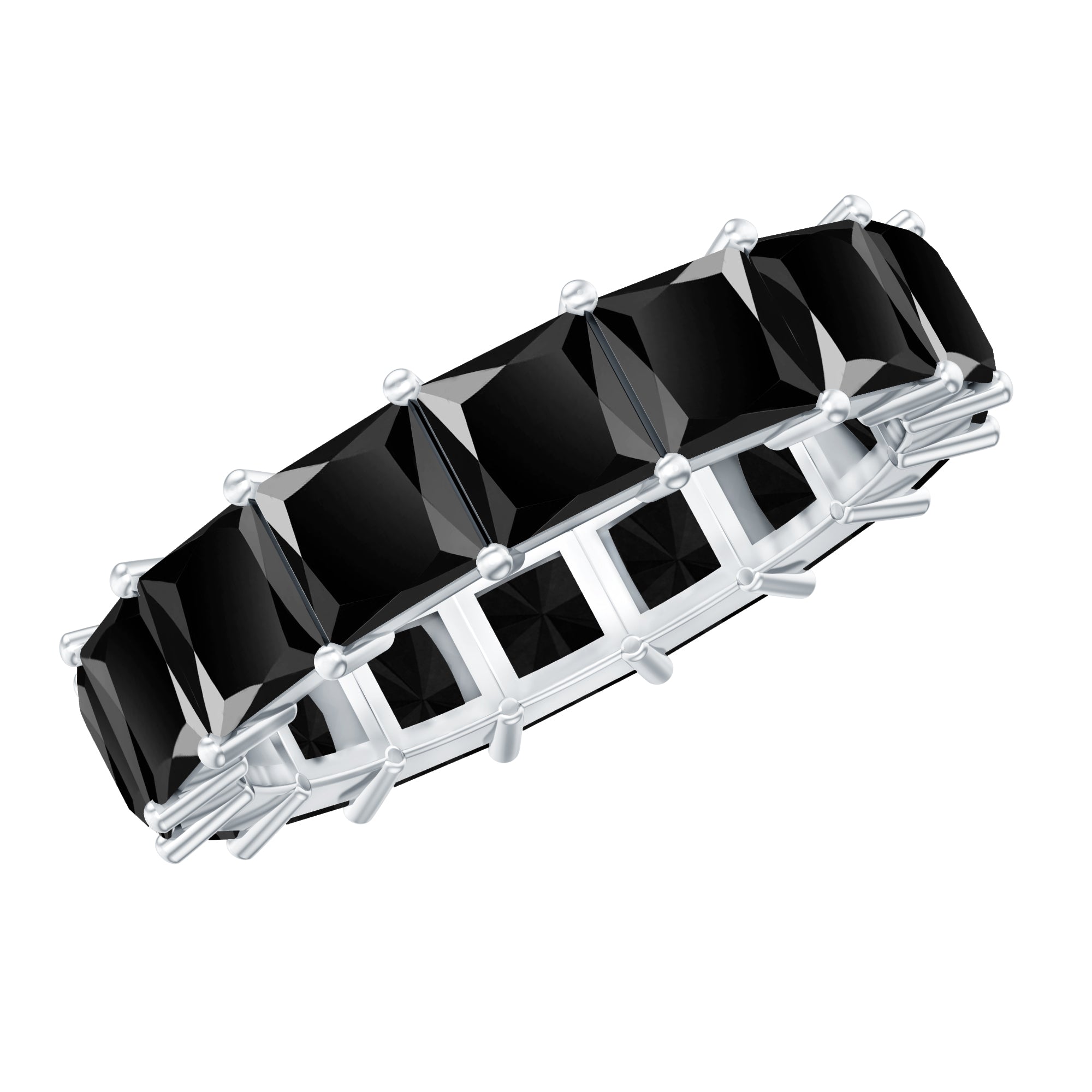 Certified Princess Cut Lab Grown Black Diamond Eternity Ring for Women AAAA ( Synthetic ) - Rosec Jewels