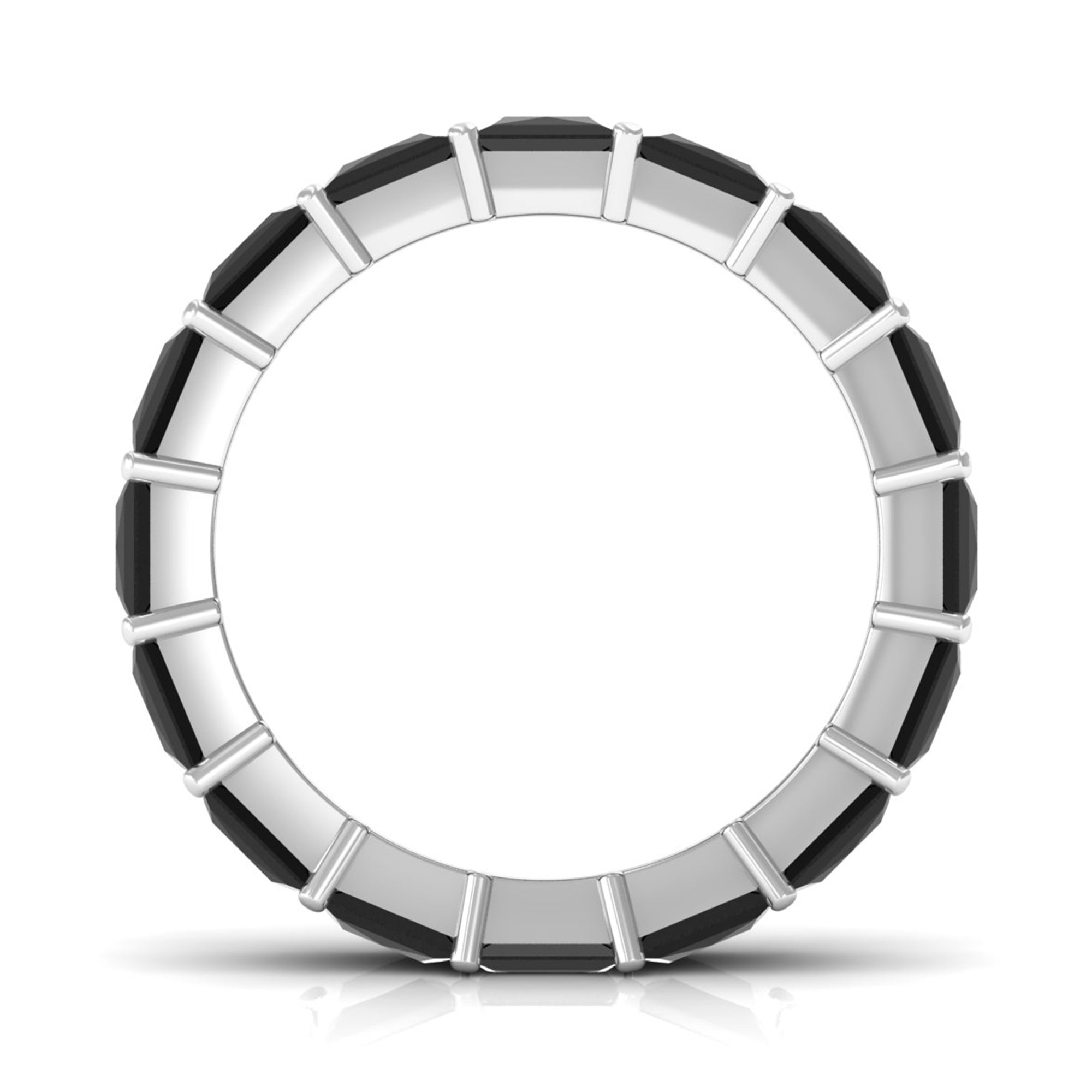 Certified Princess Cut Lab Grown Black Diamond Eternity Ring for Women AAAA ( Synthetic ) - Rosec Jewels