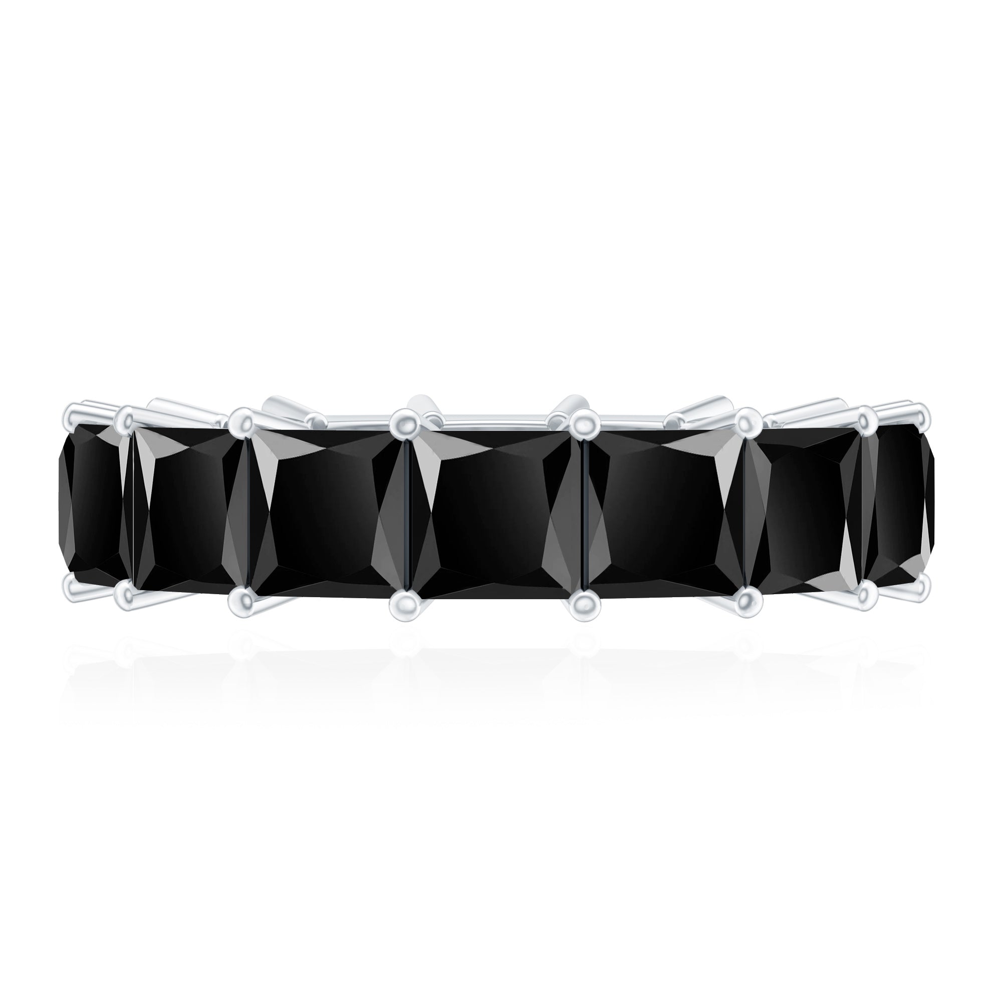 Certified Princess Cut Lab Grown Black Diamond Eternity Ring for Women AAAA ( Synthetic ) - Rosec Jewels