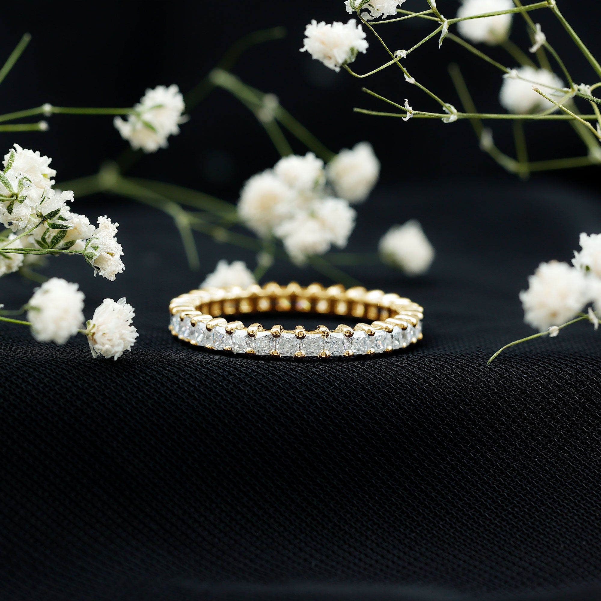 Rosec Jewels-Princess Cut Cubic Zirconia Eternity Wedding Band Ring with Certificate