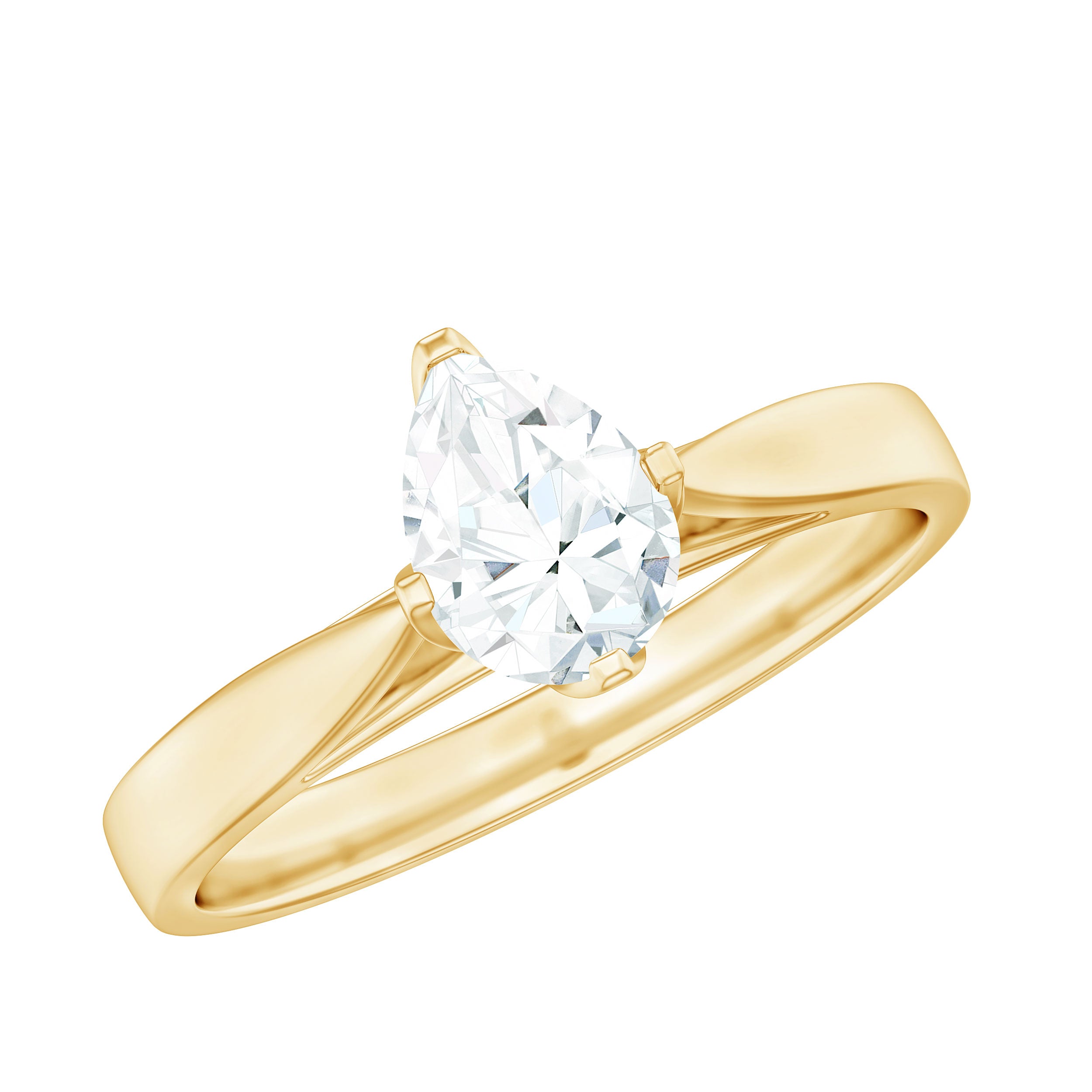 Certified Pear Shaped 5X7mm Moissanite Solitaire Engagement Ring D-VS1 - Rosec Jewels