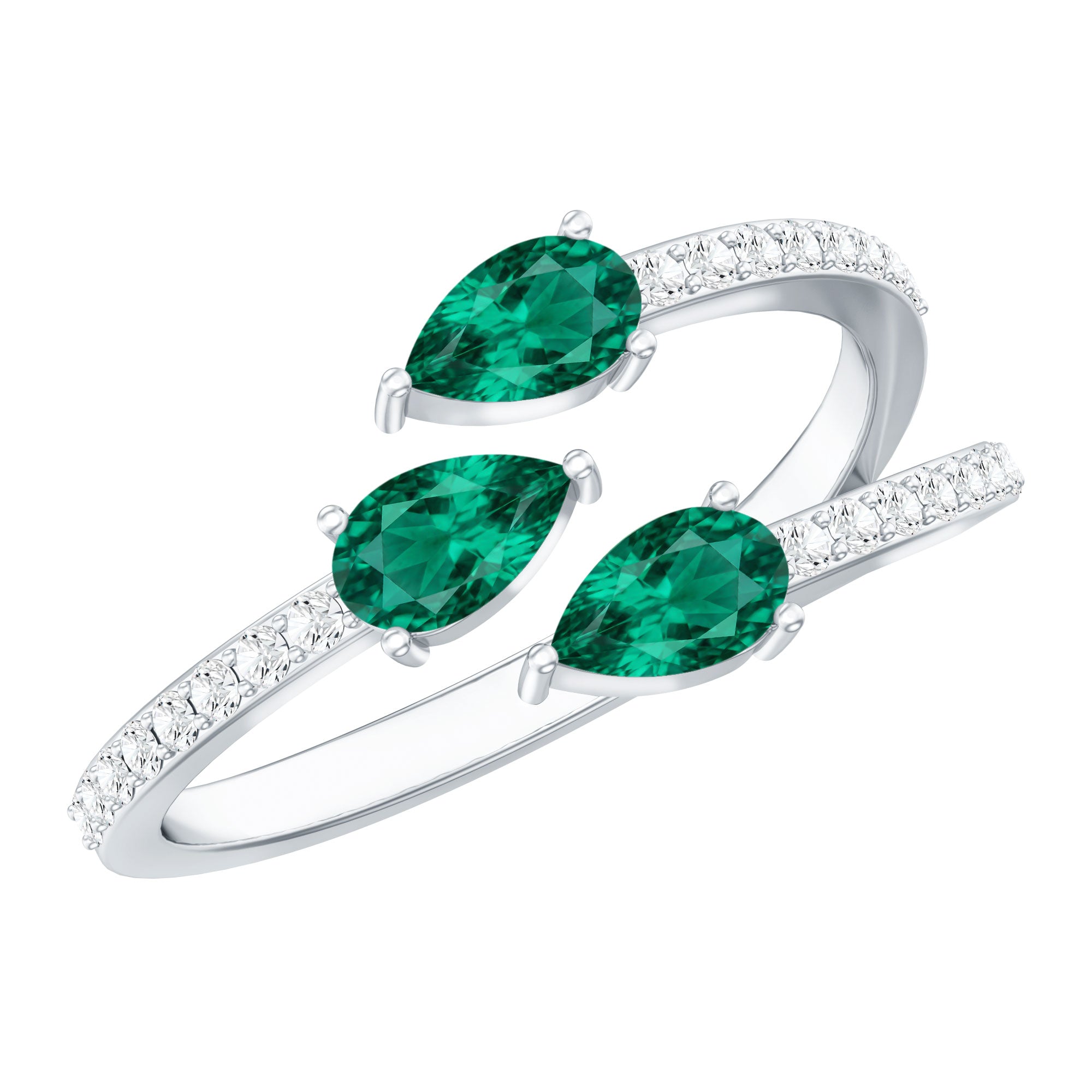 Certified Pear Shape Lab Grown Emerald Diamond Cocktail Ring AAAA - Rosec Jewels