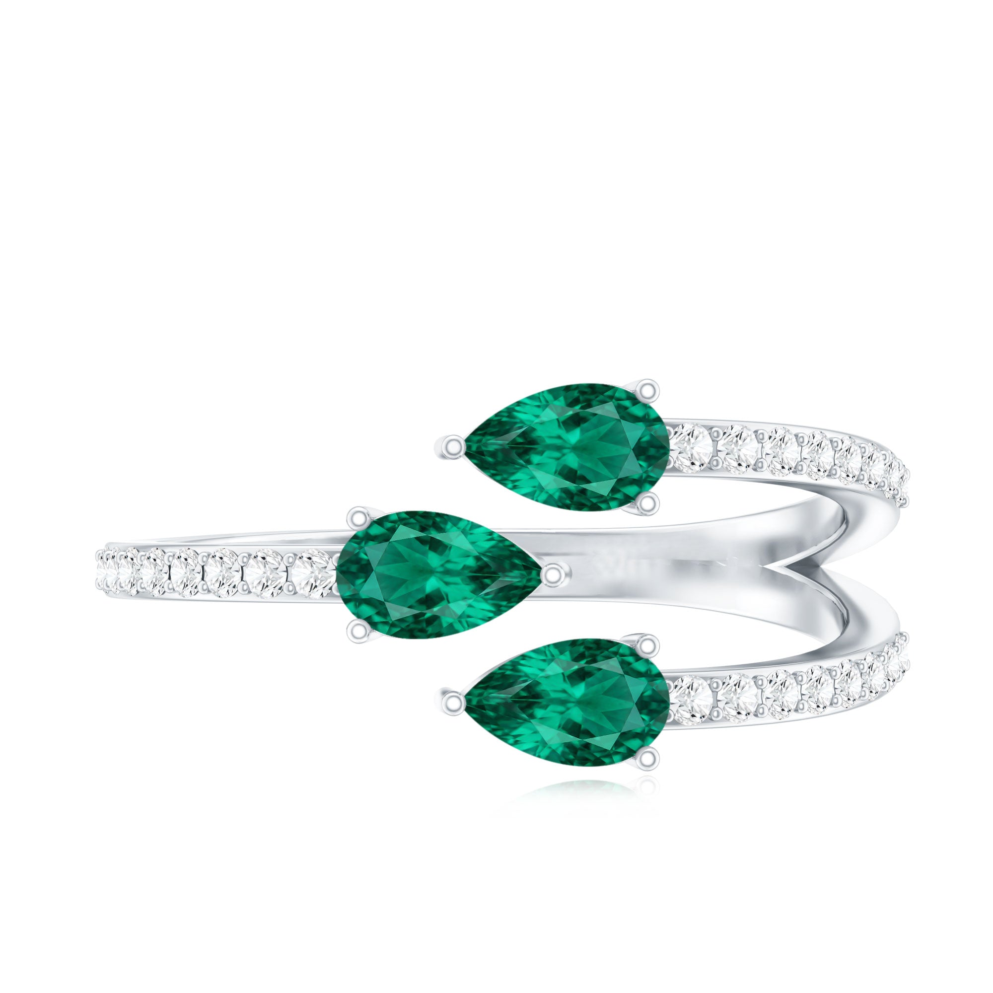 Certified Pear Shape Lab Grown Emerald Diamond Cocktail Ring AAAA - Rosec Jewels