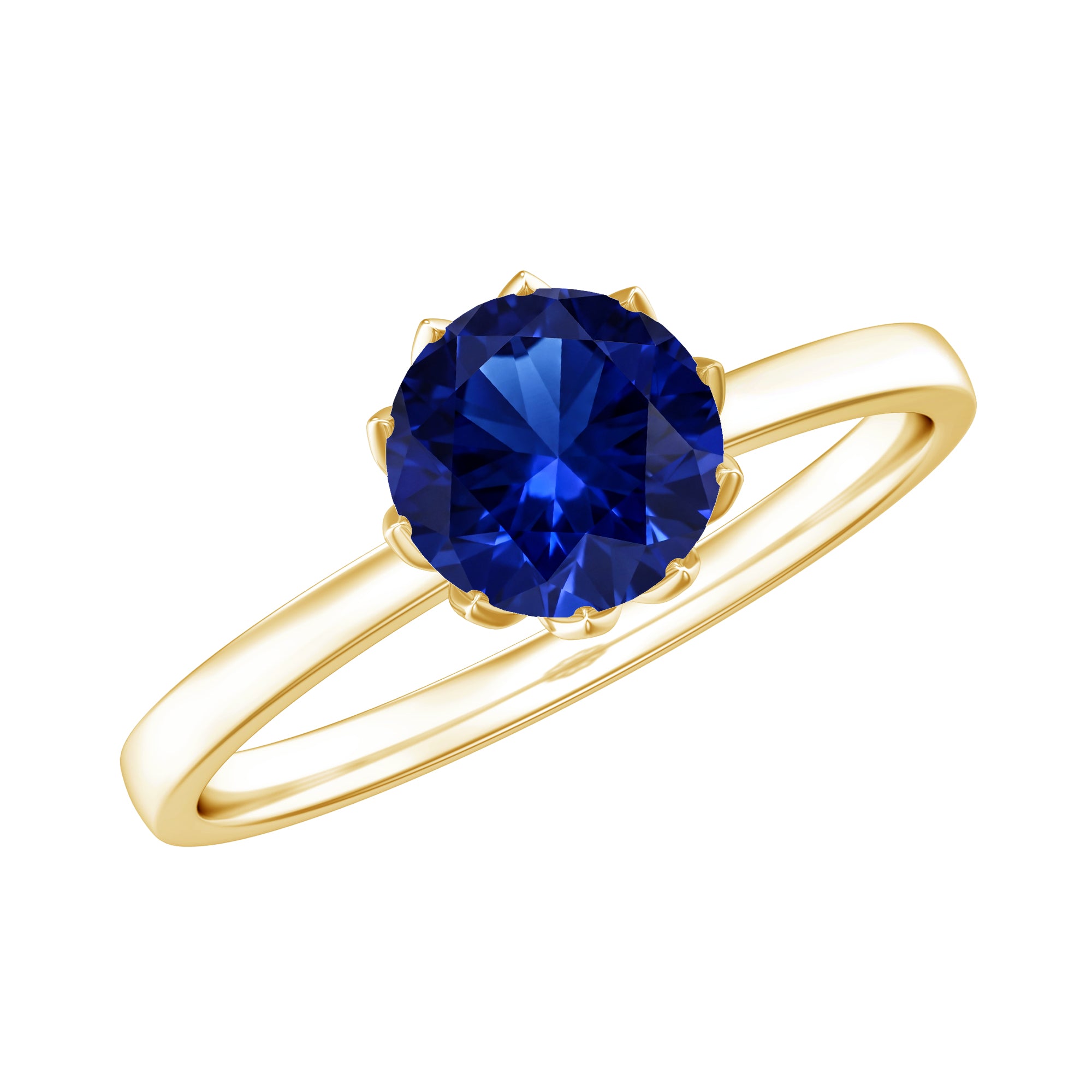 Certified 1 Carat Lab Grown Blue Sapphire Solitaire Engagement Ring AAAA - Rosec Jewels