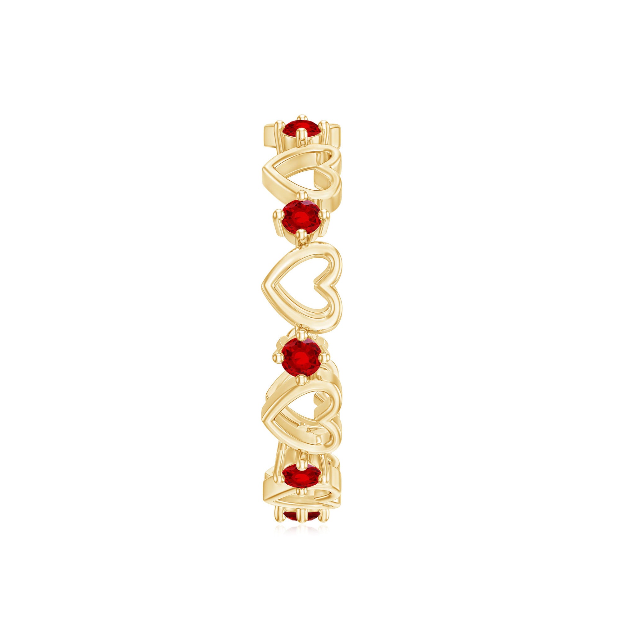 Certified Lab Created Ruby Heart Eternity Band Ring AAAA - Rosec Jewels