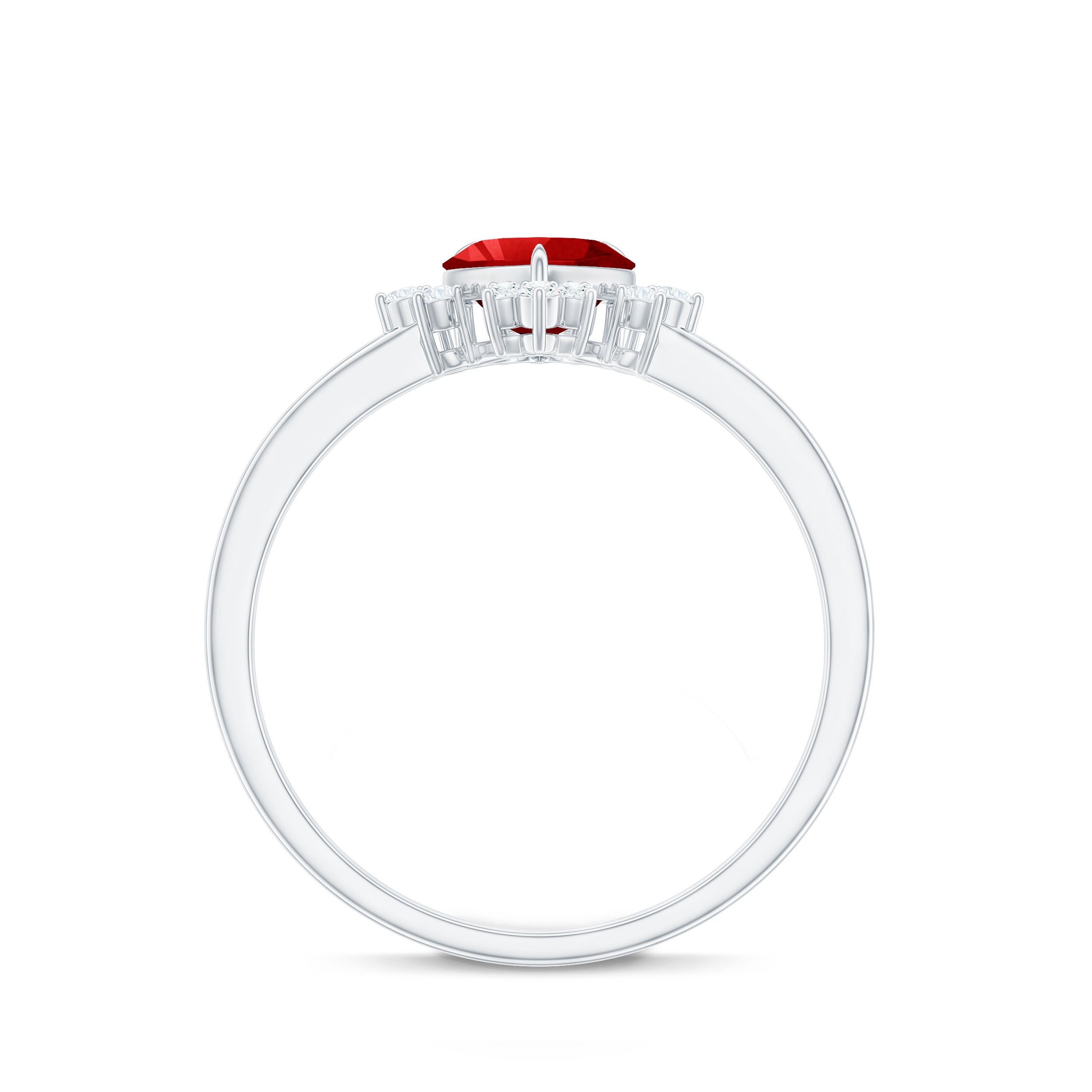 Lab Created Ruby Heart Promise Ring with Diamonds AAAA - Rosec Jewels