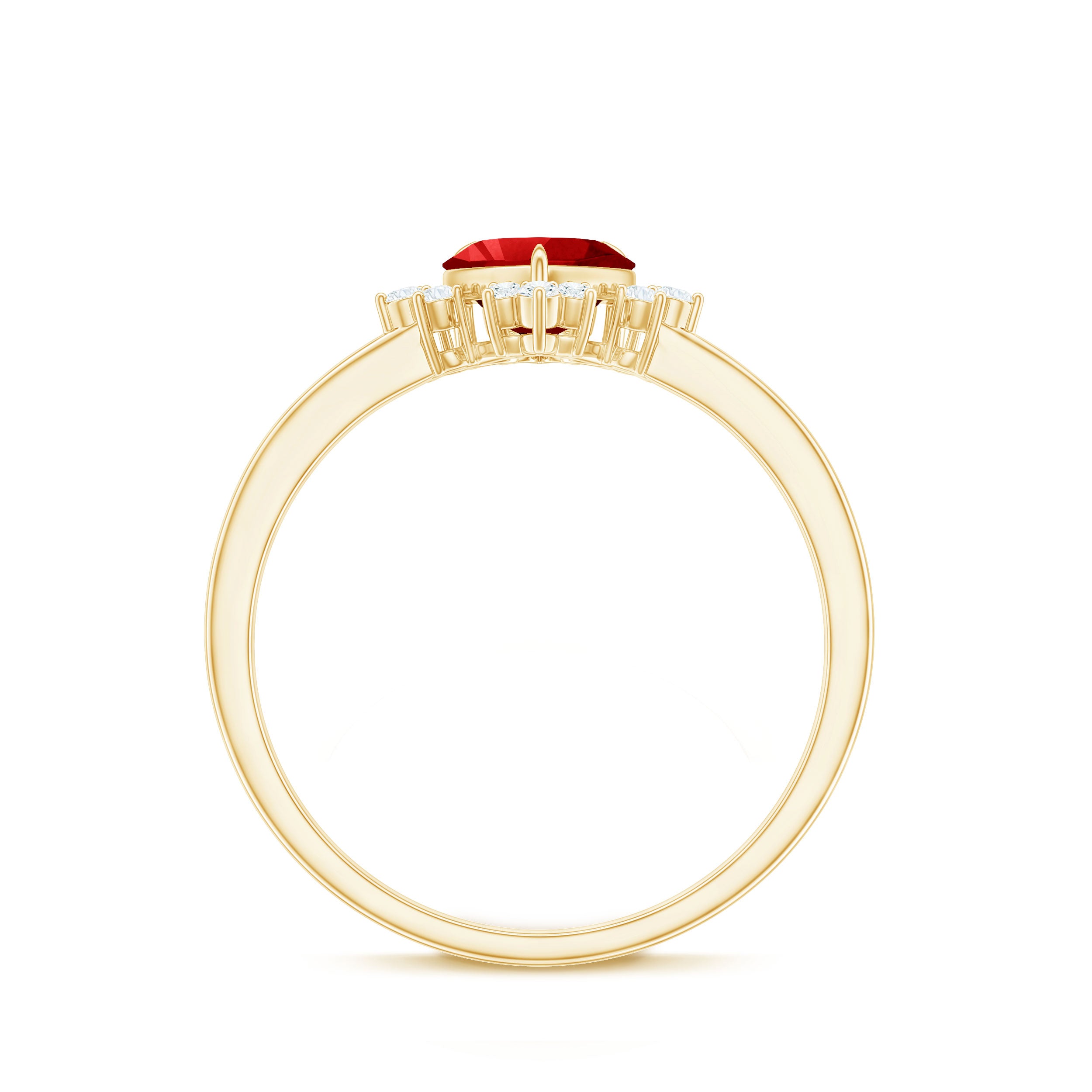 Lab Created Ruby Heart Promise Ring with Diamonds AAAA - Rosec Jewels