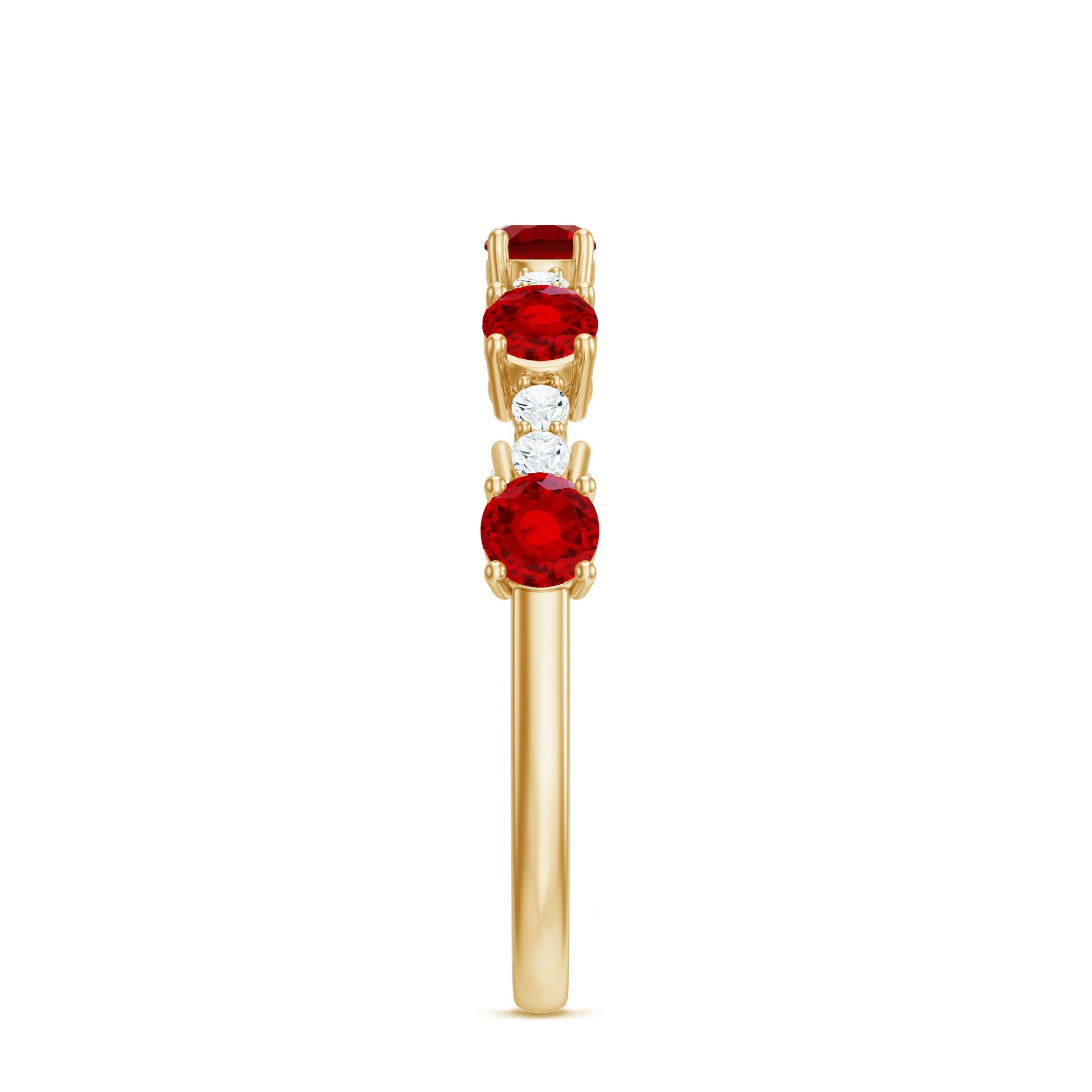 Rosec Jewels-Lab Created Ruby and Diamond Half Eternity Stackable Ring