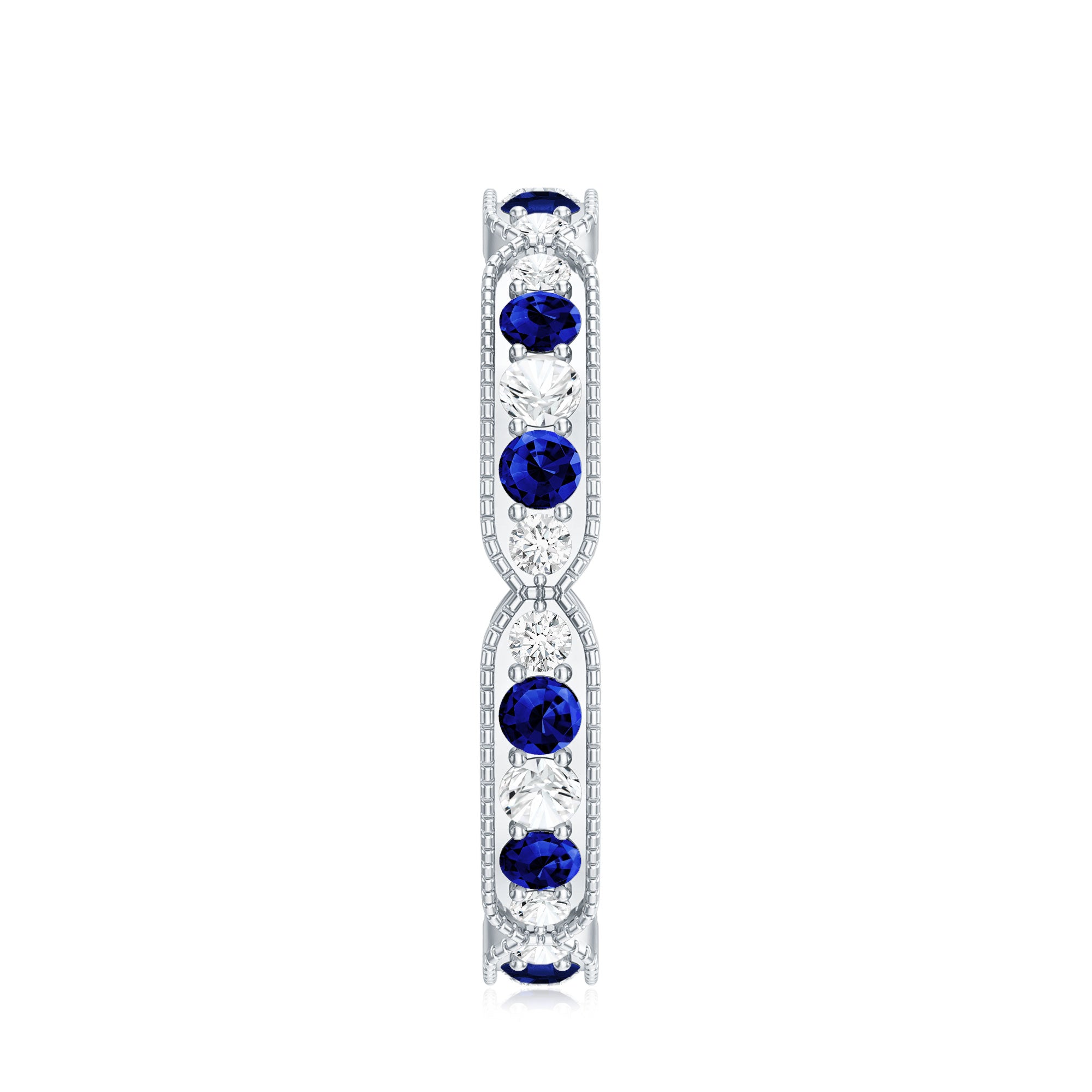 Certified Lab Grown Blue Sapphire Diamond Eternity Ring for Anniversary AAAA - Rosec Jewels