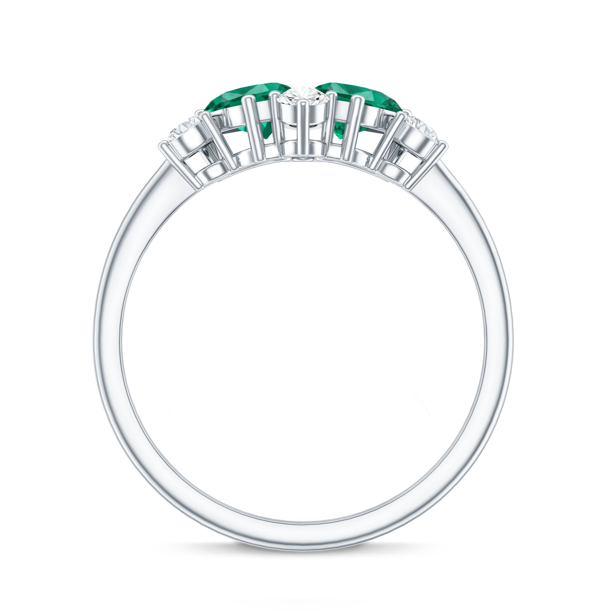 Designer Pear Shape Lab Grown Emerald Toi Et Moi Engagement Ring with Diamond AAAA - Rosec Jewels