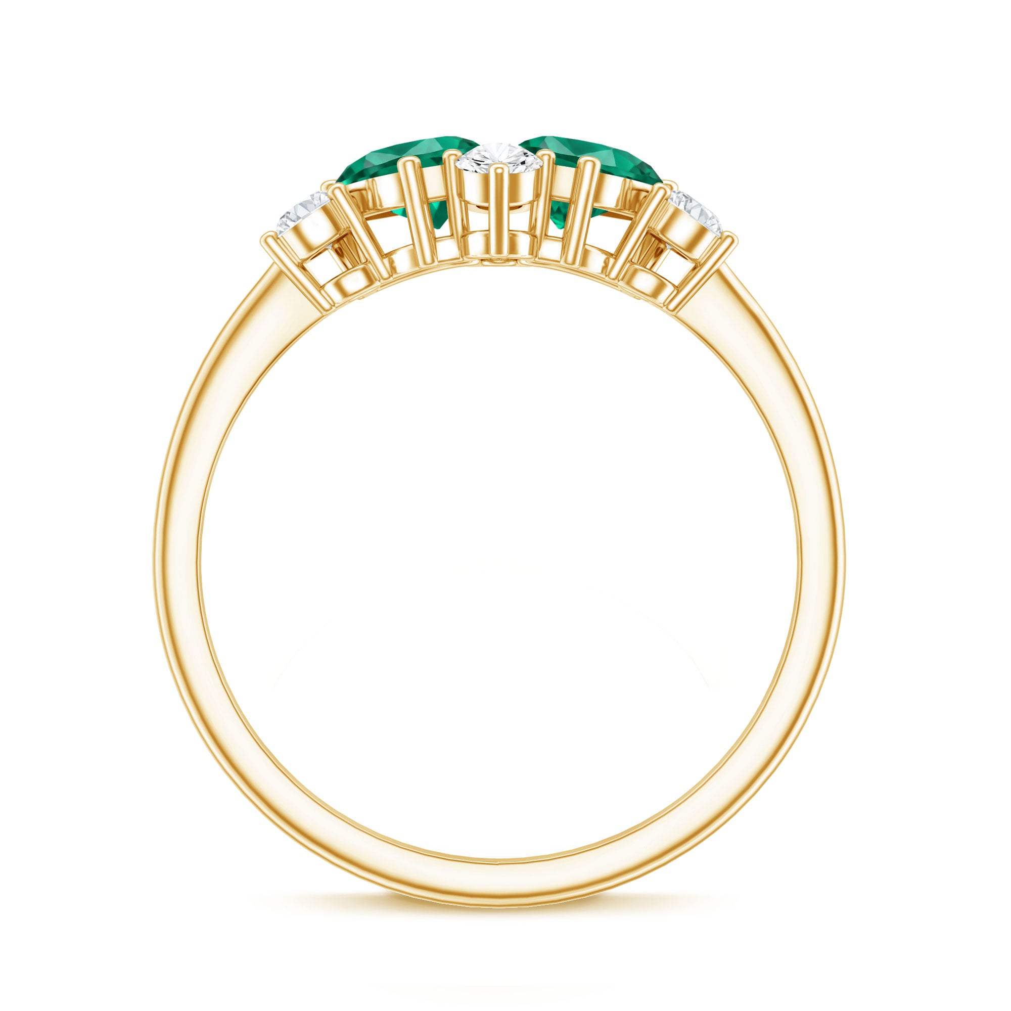 Designer Pear Shape Lab Grown Emerald Toi Et Moi Engagement Ring with Diamond AAAA - Rosec Jewels