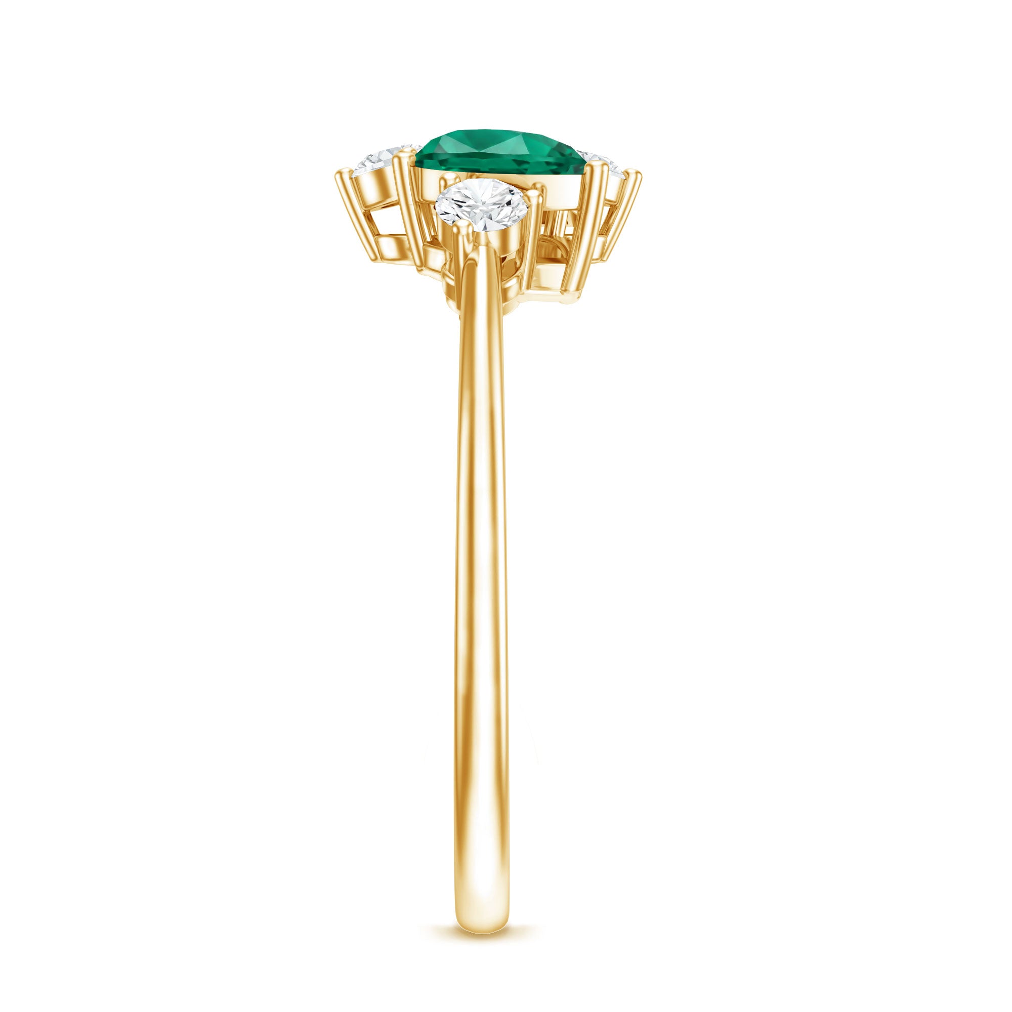 Designer Pear Shape Lab Grown Emerald Toi Et Moi Engagement Ring with Diamond AAAA - Rosec Jewels