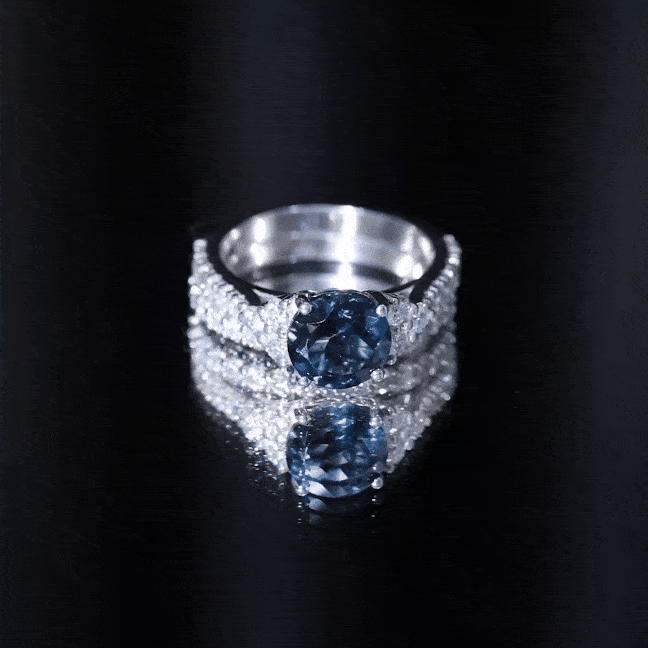 8 mm London Blue Topaz Wedding Ring Set with Moissanite Band AAA - Rosec Jewels
