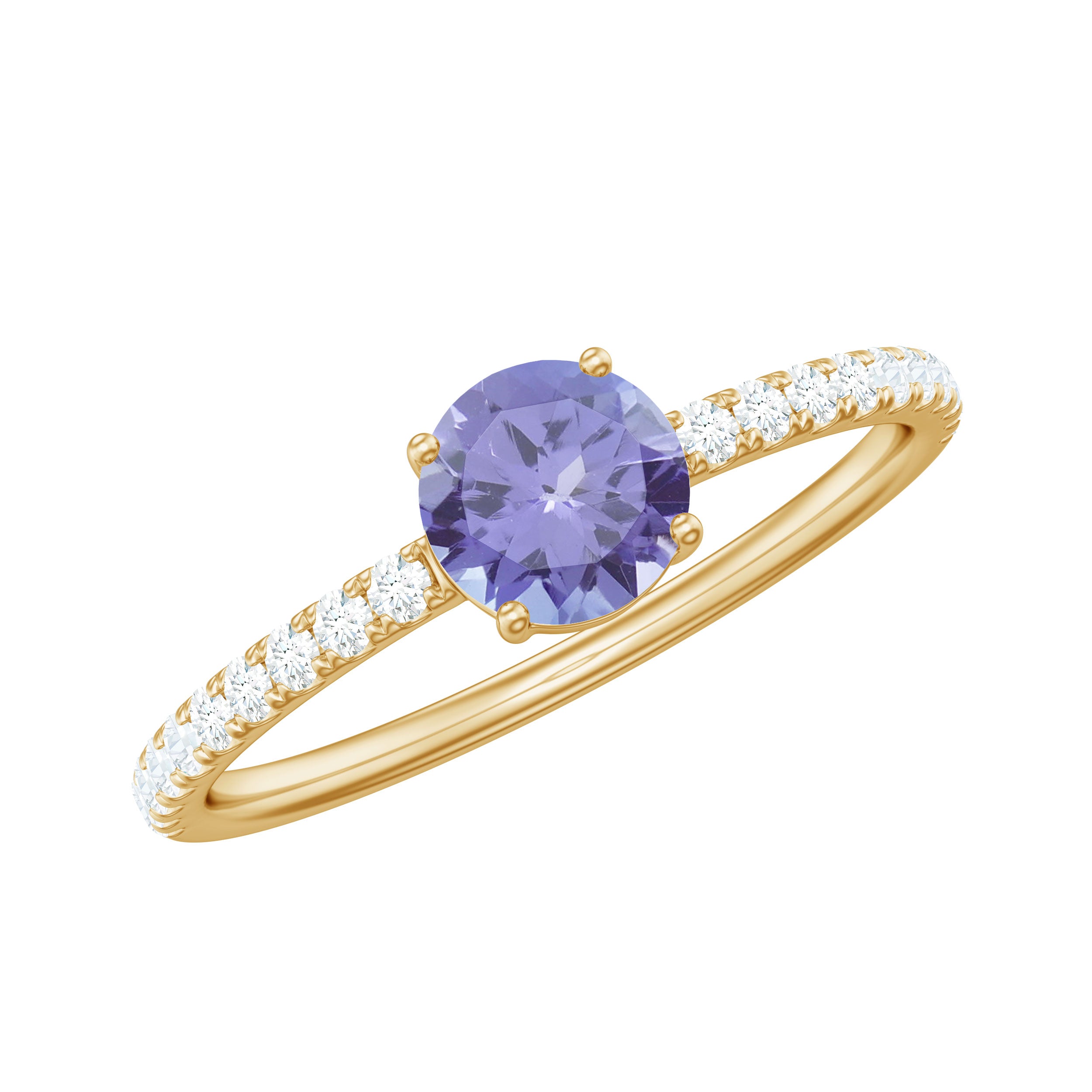 Certified Real Solitaire Tanzanite Promise Ring with Diamond AAA - Rosec Jewels