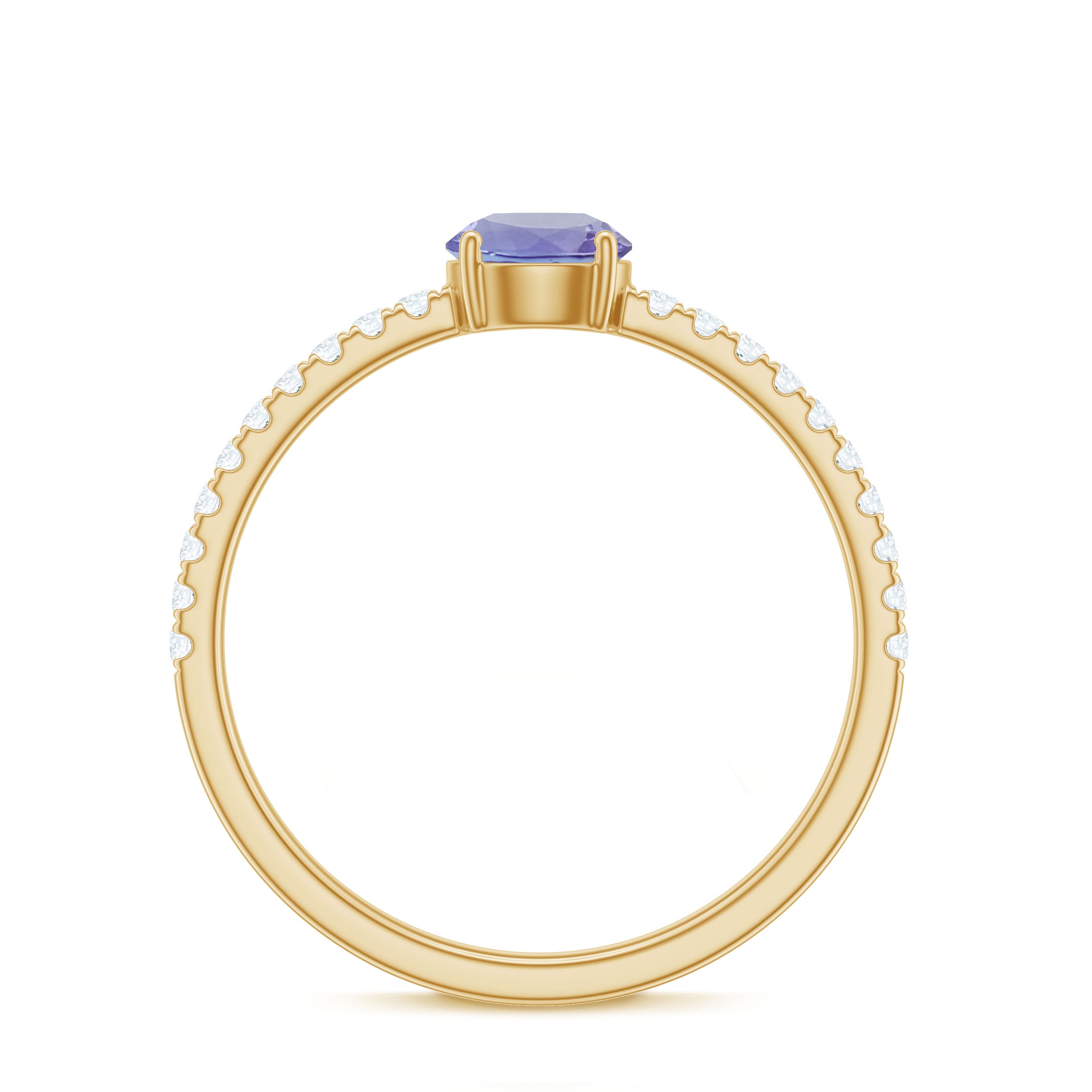 Certified Real Solitaire Tanzanite Promise Ring with Diamond AAA - Rosec Jewels