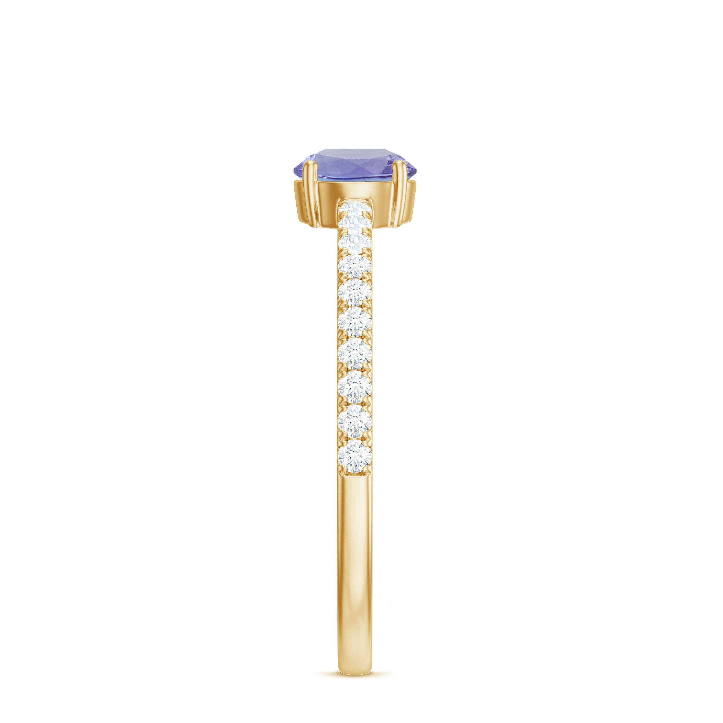 Certified Real Solitaire Tanzanite Promise Ring with Diamond AAA - Rosec Jewels