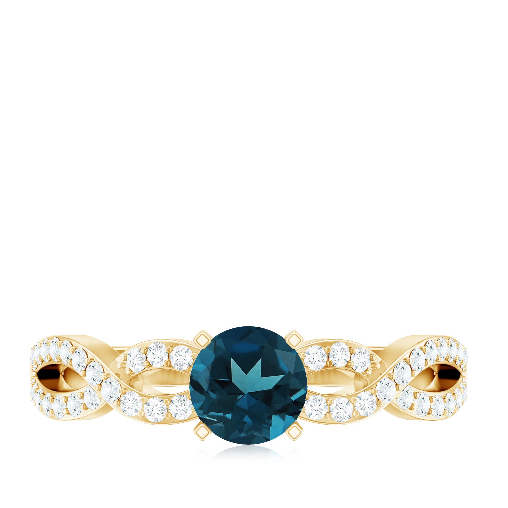 Round Blue Topaz Infinity Engagement Ring with Diamonds AAA - Rosec Jewels