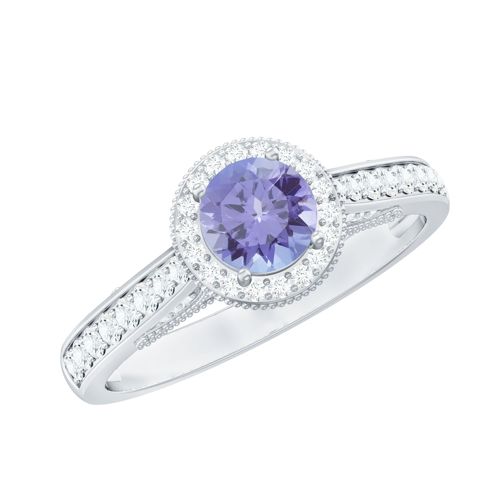 1 CT Tanzanite Classic Halo Engagement Ring with Diamond