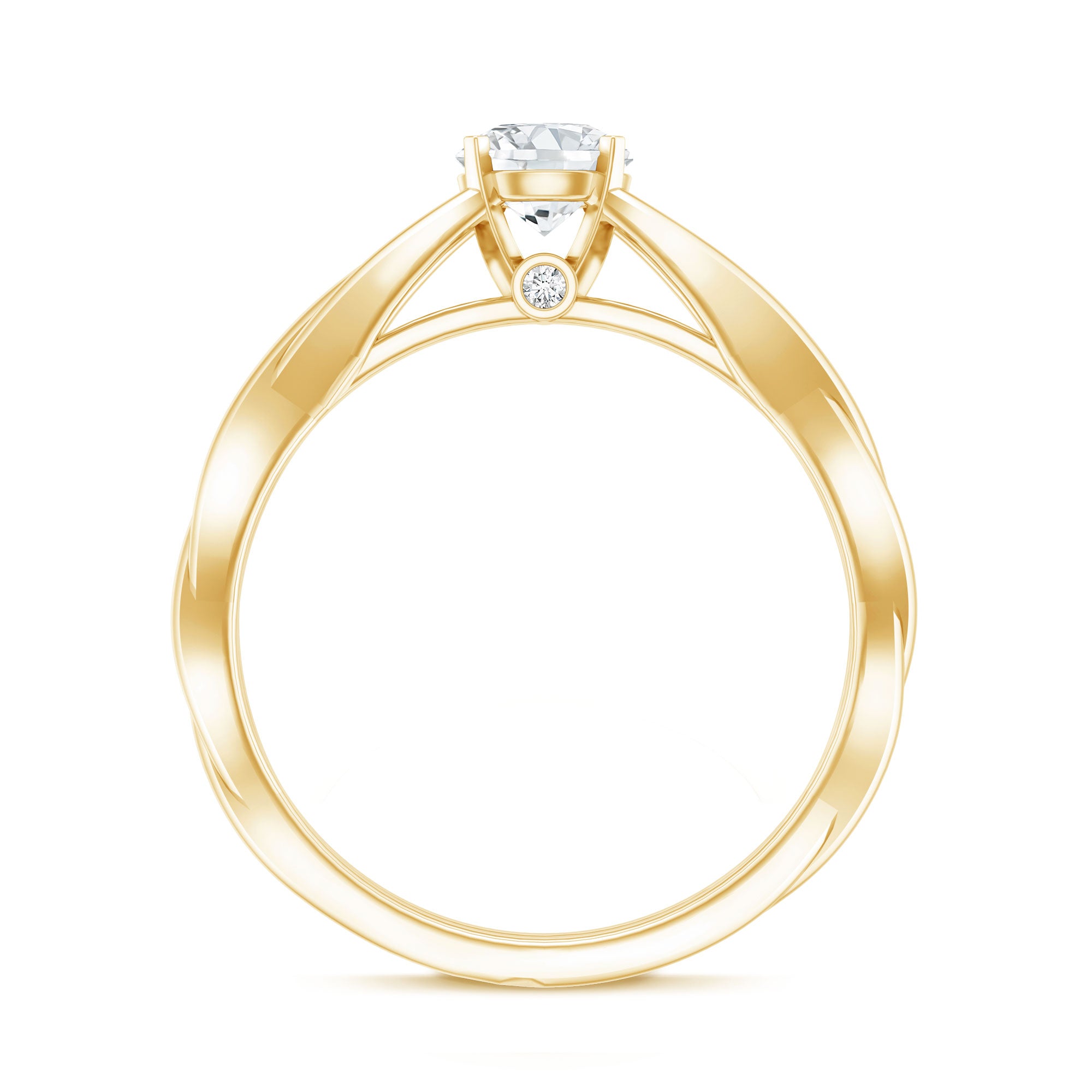 Certified Moissanite Solitaire Engagement Ring in Crossover Shank D-VS1 - Rosec Jewels