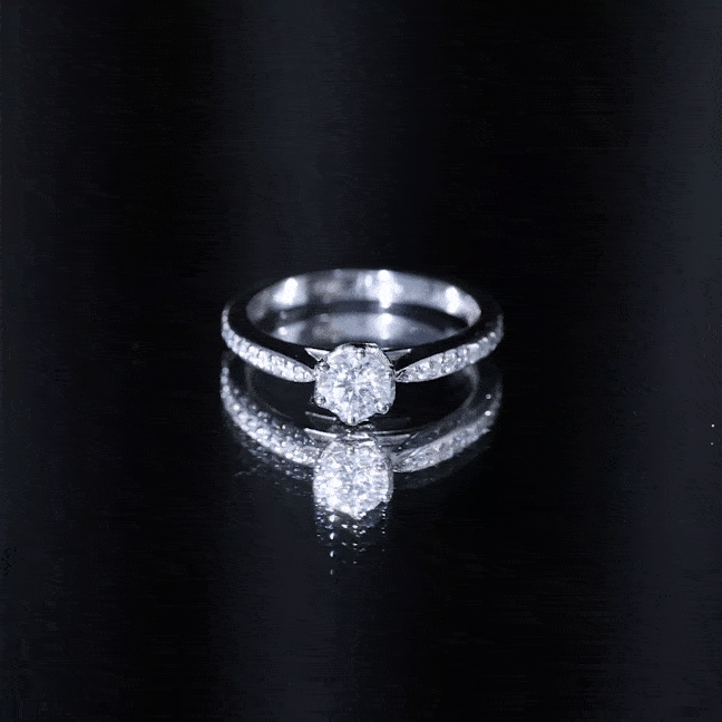 Rosec Jewels-Lotus Basket Set Moissanite Solitaire Engagement Ring for Women