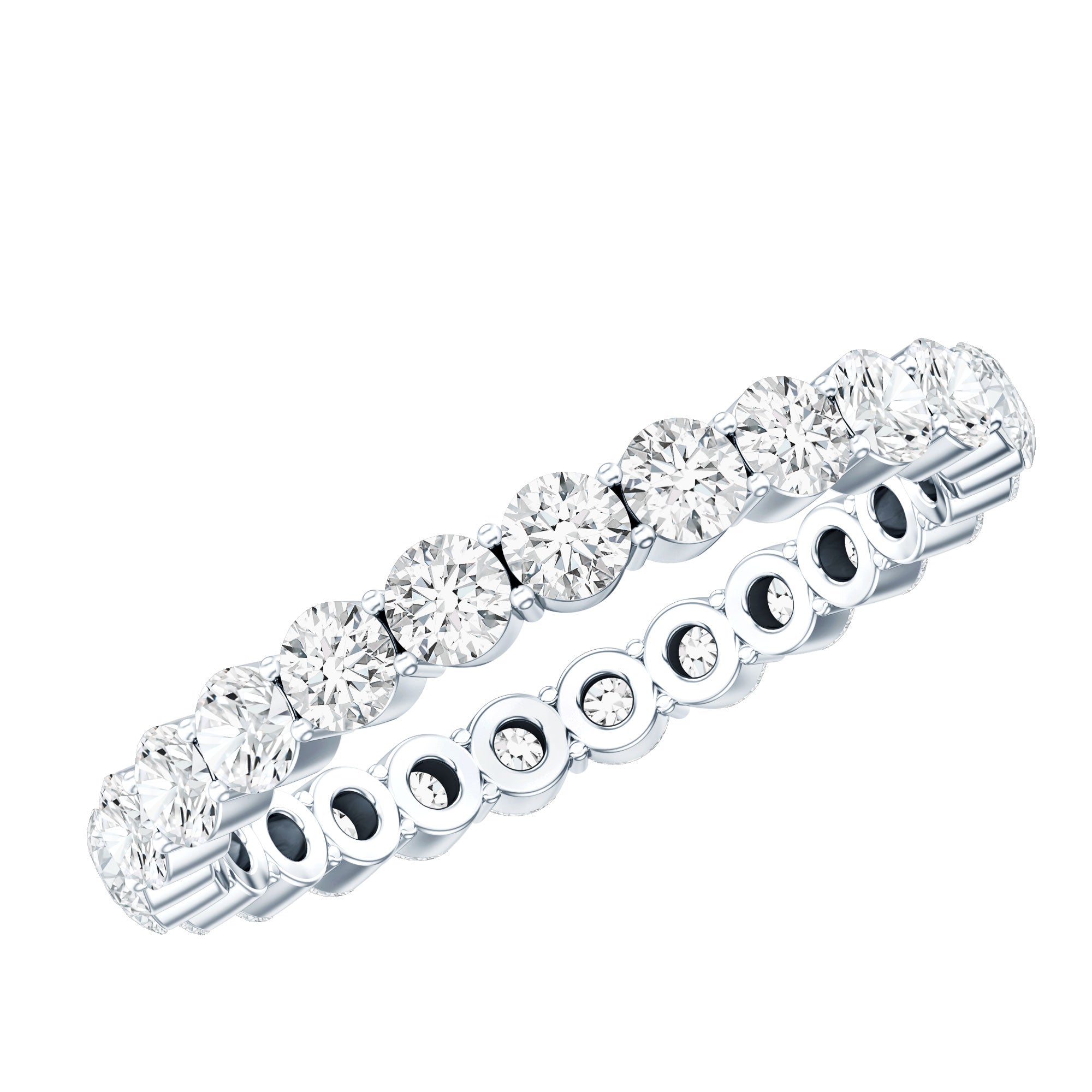 Prong Set Moissanite Eternity Wedding Band Ring for Women D-VS1 - Rosec Jewels