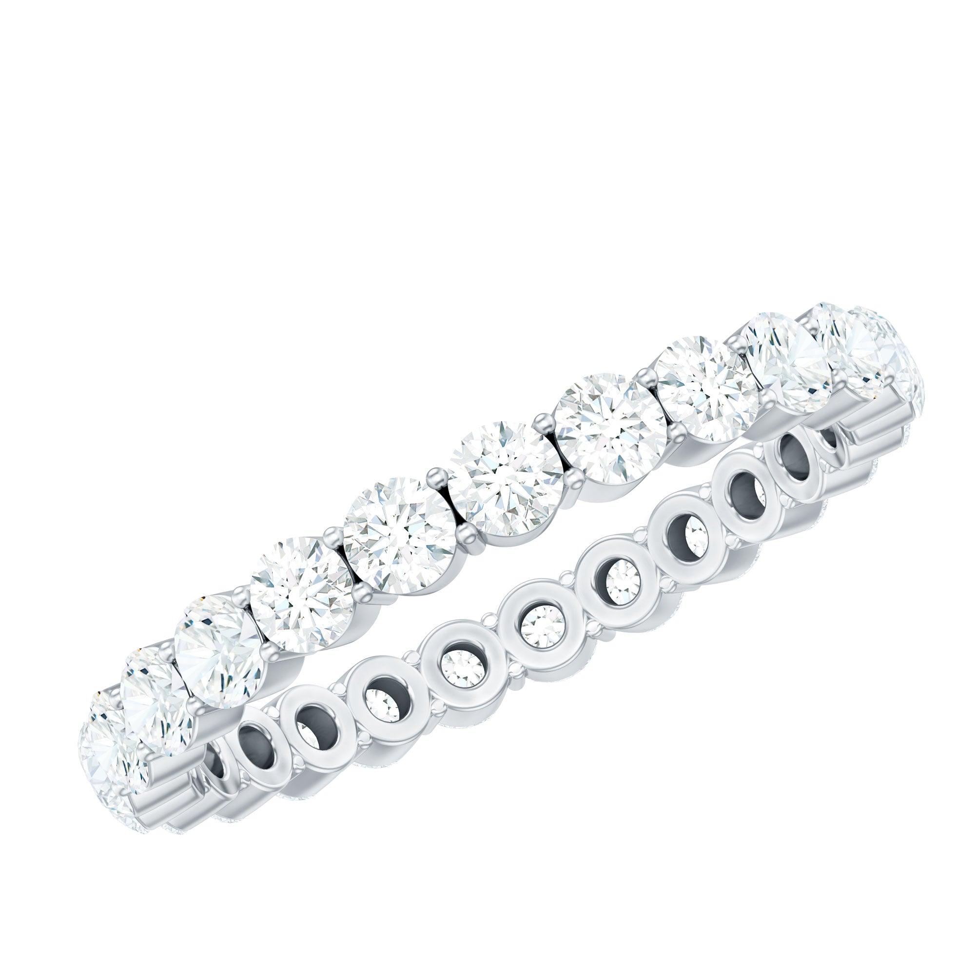 Prong Set Moissanite Eternity Wedding Band Ring for Women