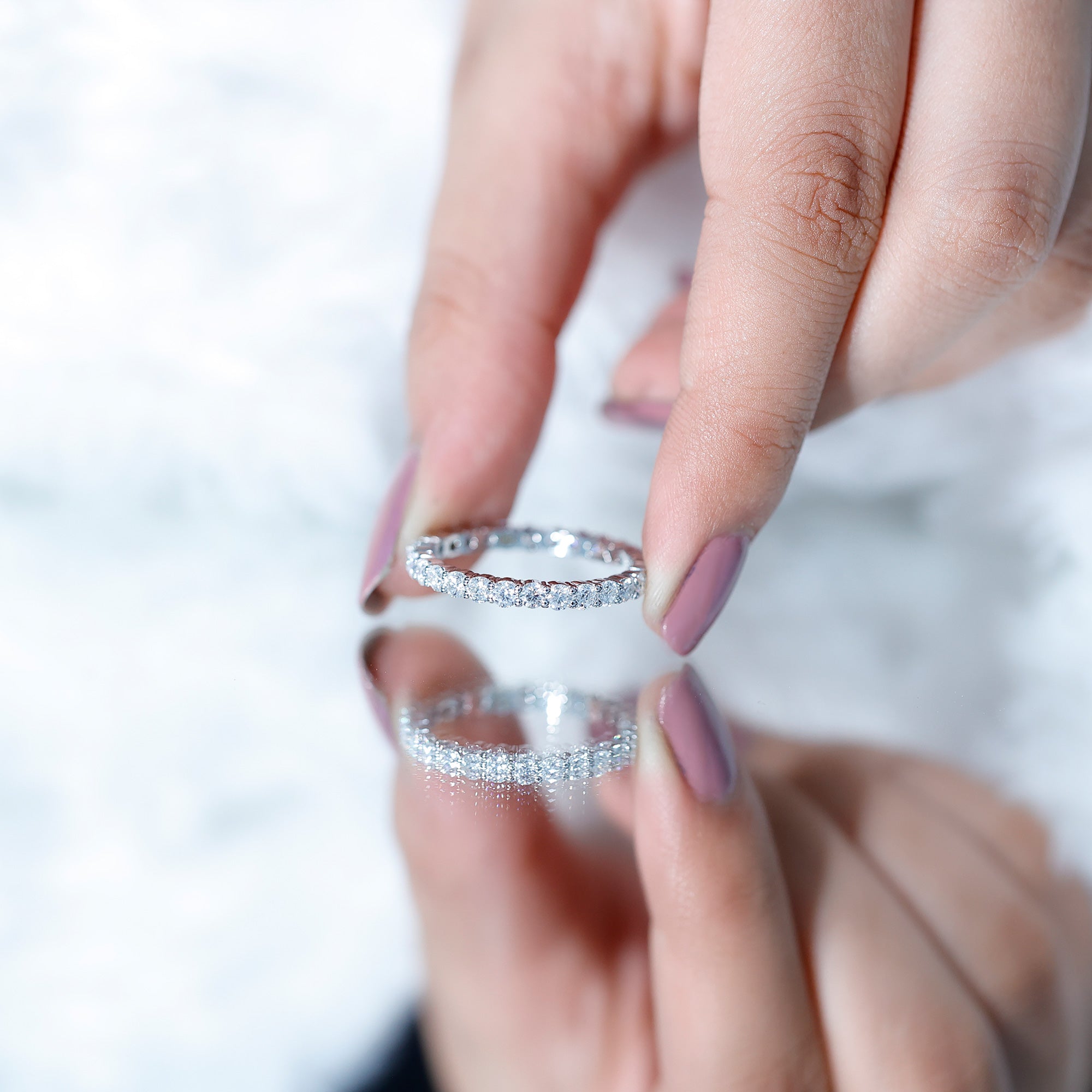 Prong Set Moissanite Eternity Wedding Band Ring for Women D-VS1 - Rosec Jewels