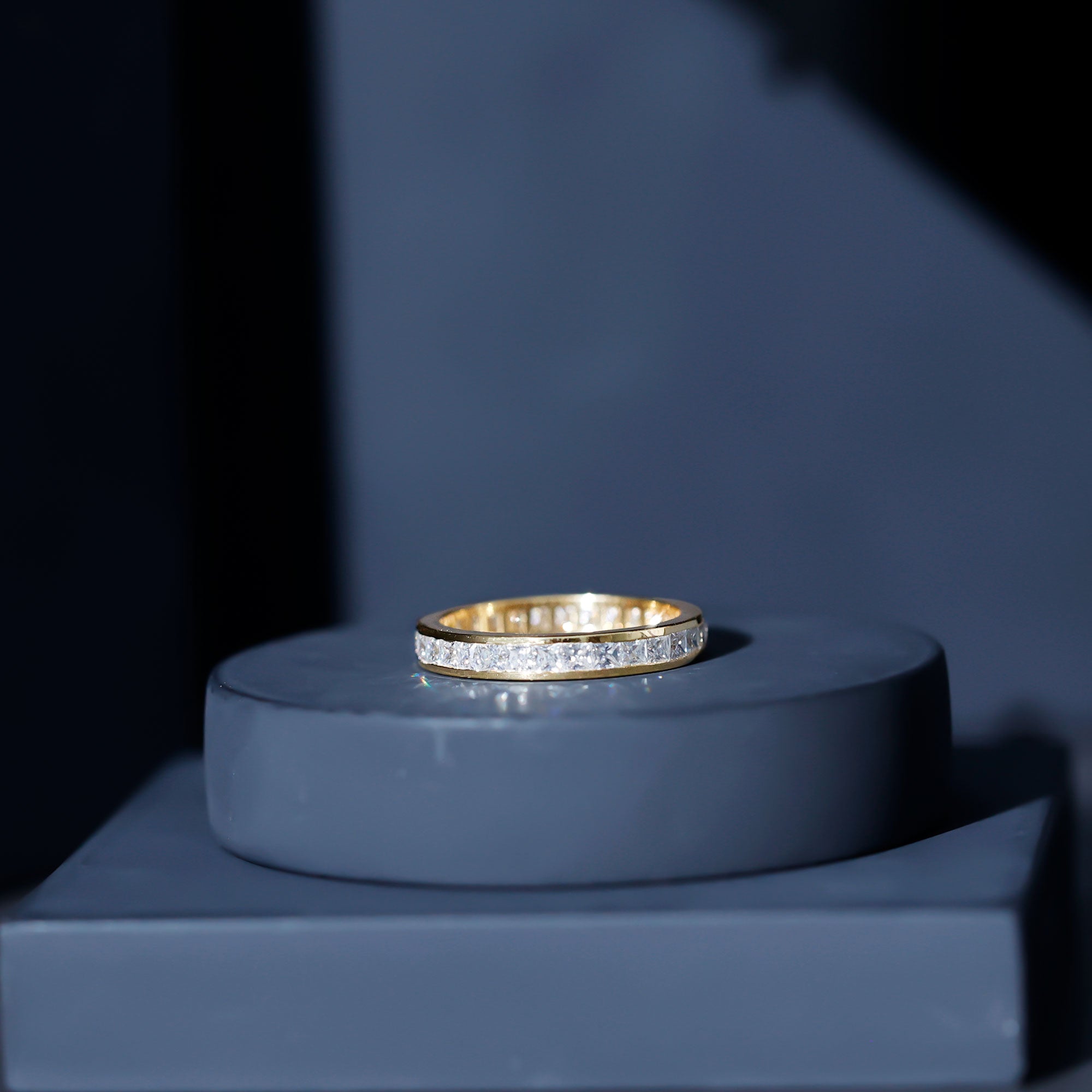 Princess Cut Moissanite Eternity Band Ring in Channel Setting D-VS1 - Rosec Jewels